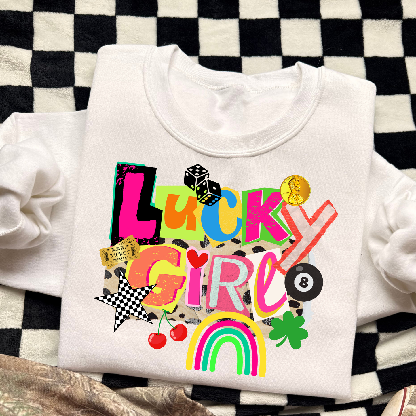Lucky Girl Full Color DTF Transfer