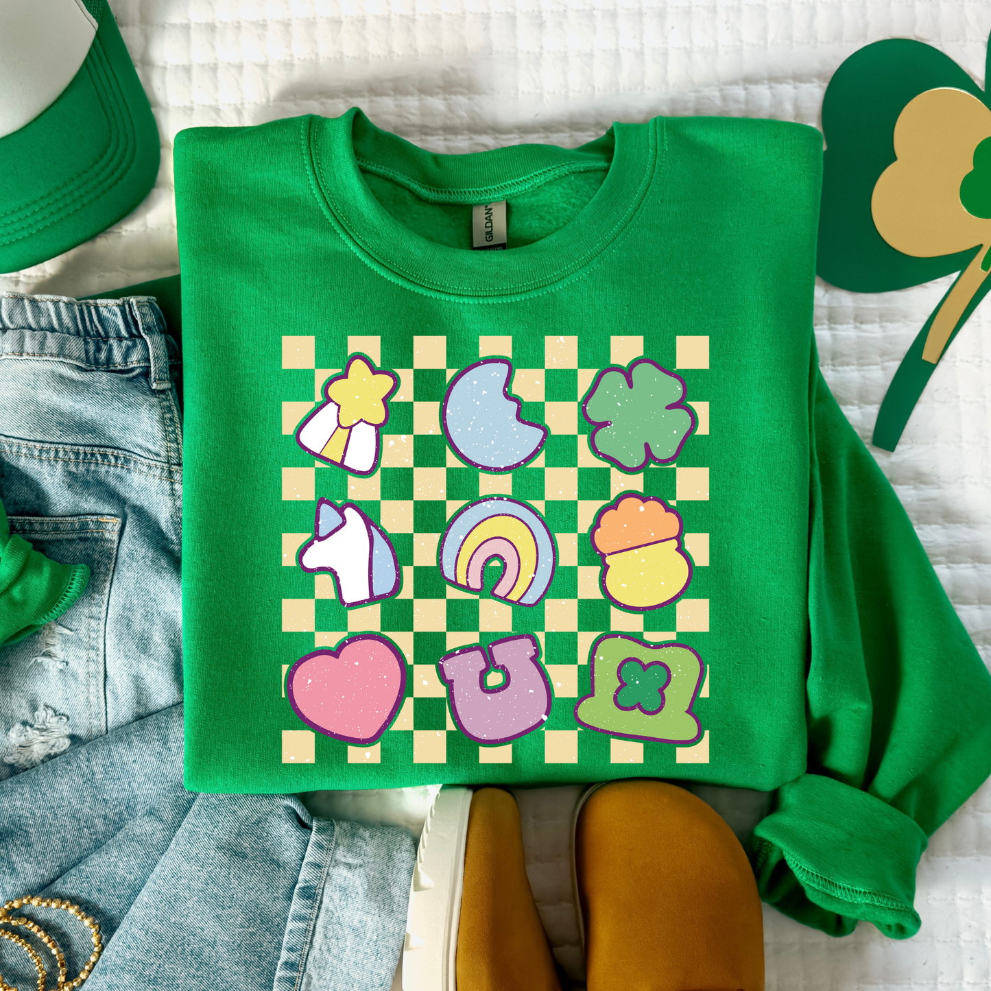 Checkered Lucky Charms Full Color DTF Transfer
