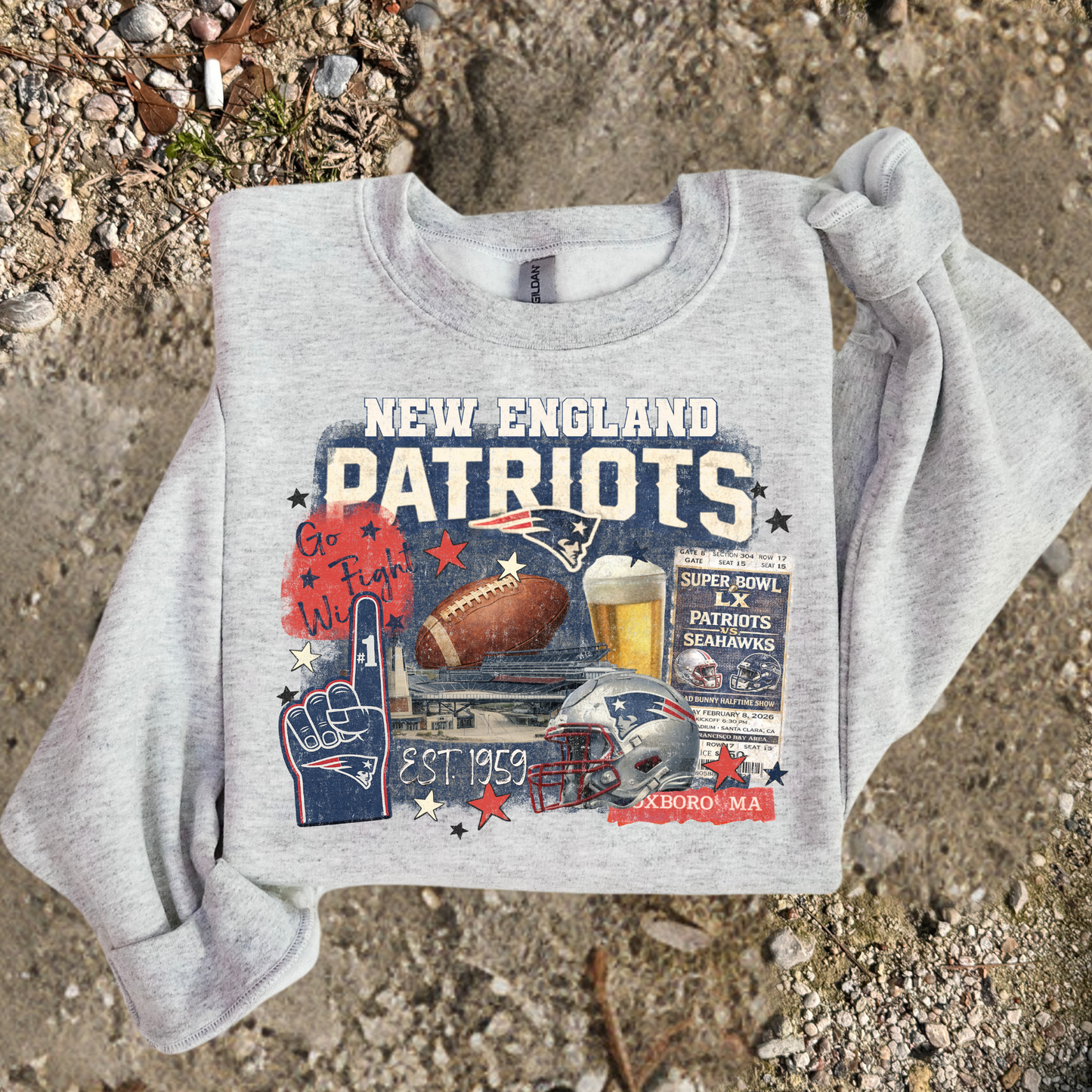 New England Patriots LX Distressed Full Color DTF Transfer
