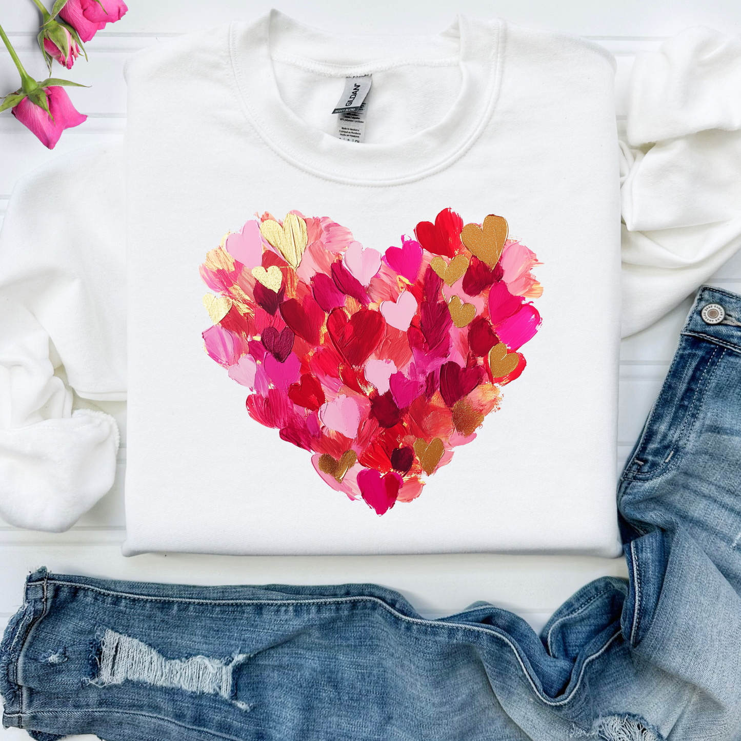 Brush Stroke Hearts Full Color DTF Transfer