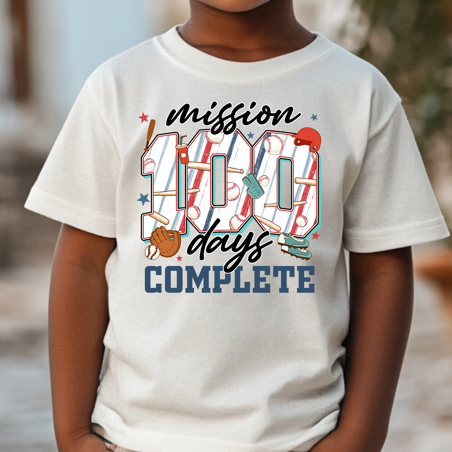 Mission 100 Days Complete (Baseball) Full Color DTF Transfer