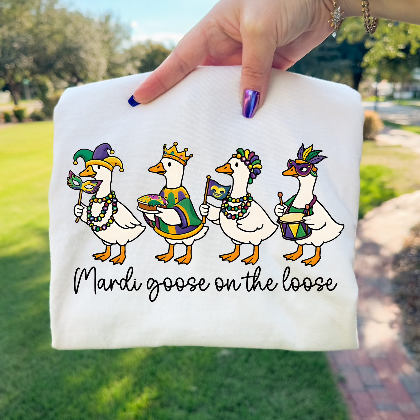 Mardi Goose On The Loose Full Color DTF Transfer