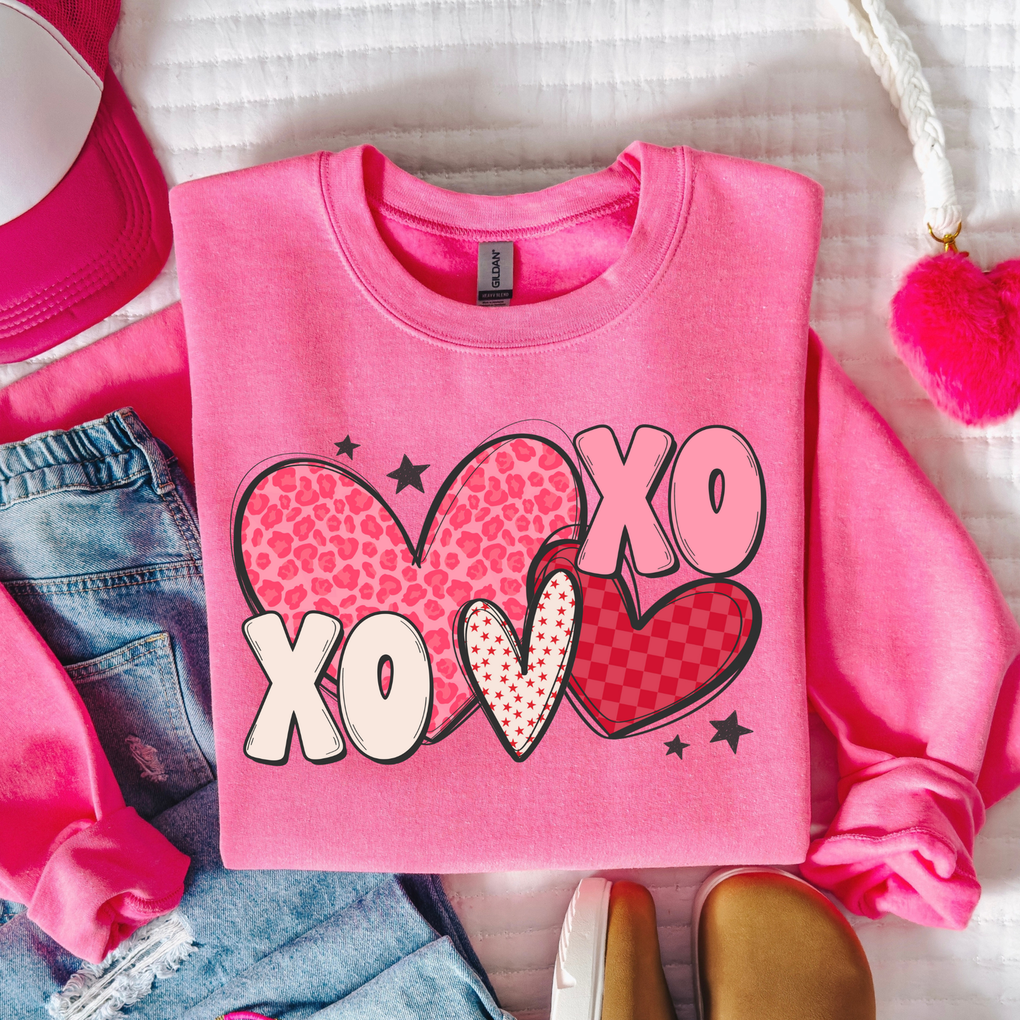 XO Hearts Full Color DTF Transfer