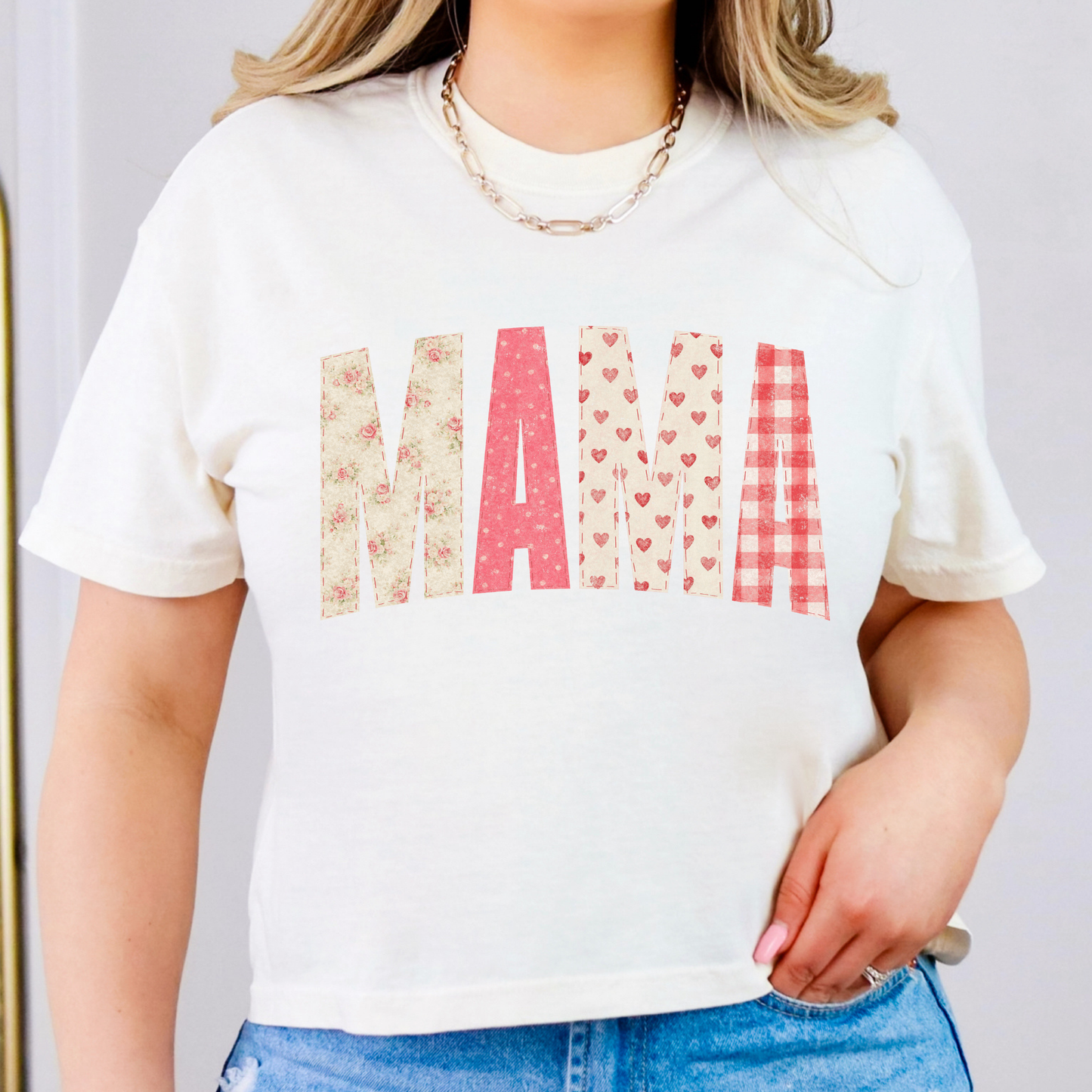 Mama (Applique Valentine Theme) Full Color DTF Transfer