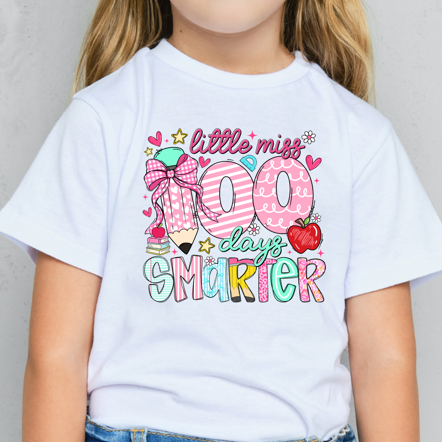 Little Miss 100 Days Smarter Full Color DTF Transfer