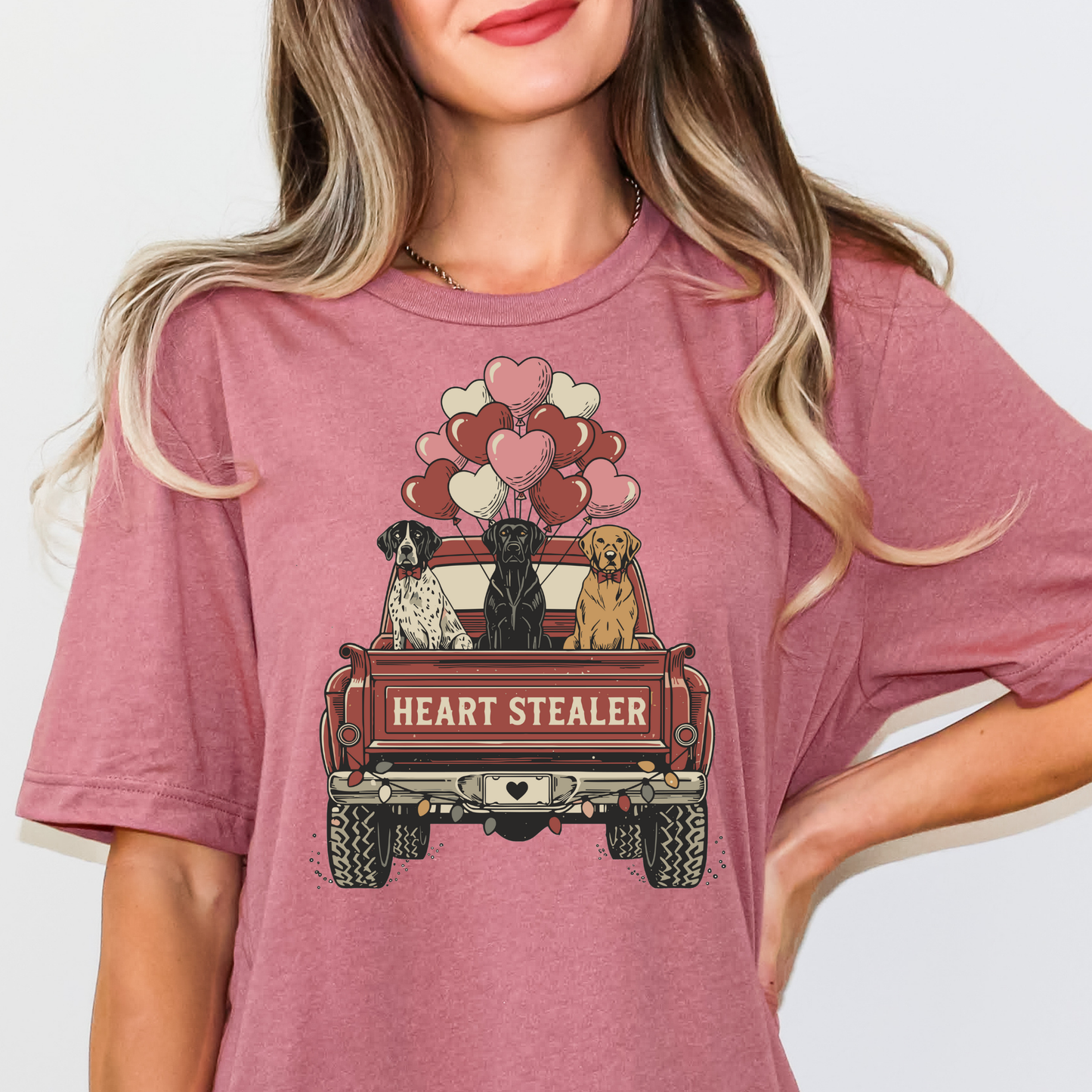 Heart Stealer (Dogs in Truck w/Heart Balloons) Full Color DTF Transfer