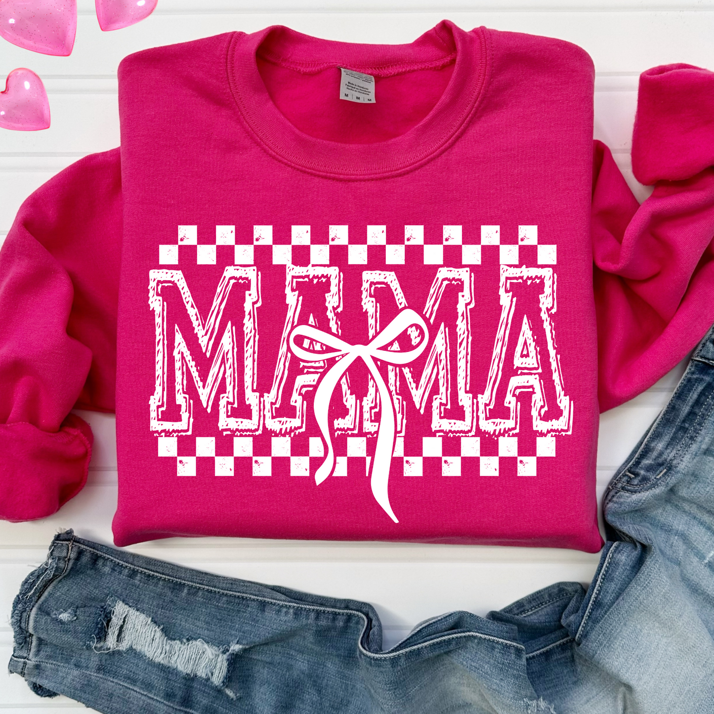 Mama w/Bow (Checkered Border) Full Color DTF Transfer