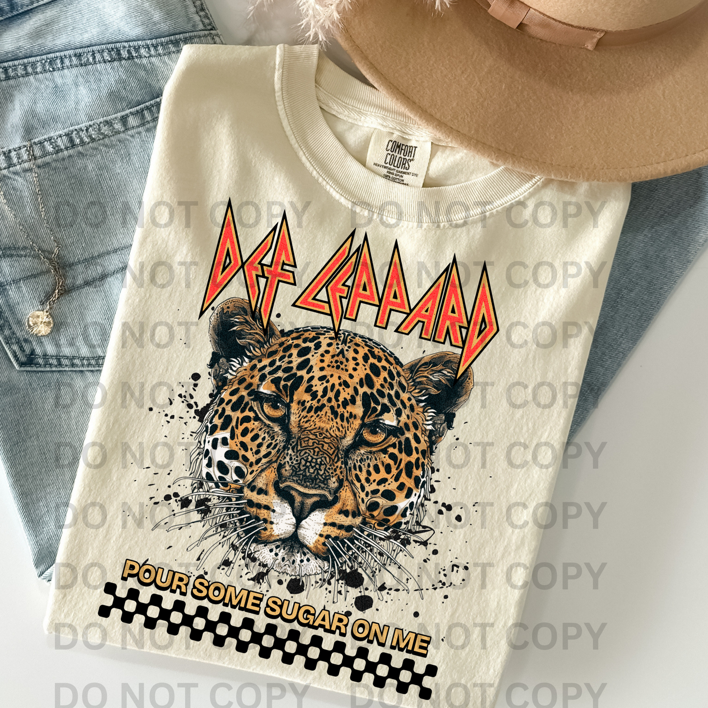 Def Leopard Pour Some Sugar On Me Full Color DTF Transfer