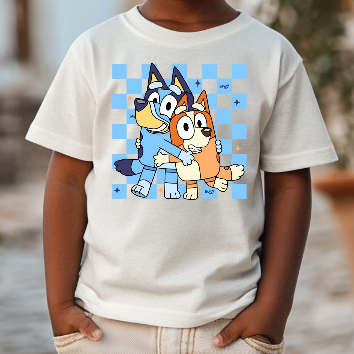 Checkered Bluey Full Color DTF Transfer