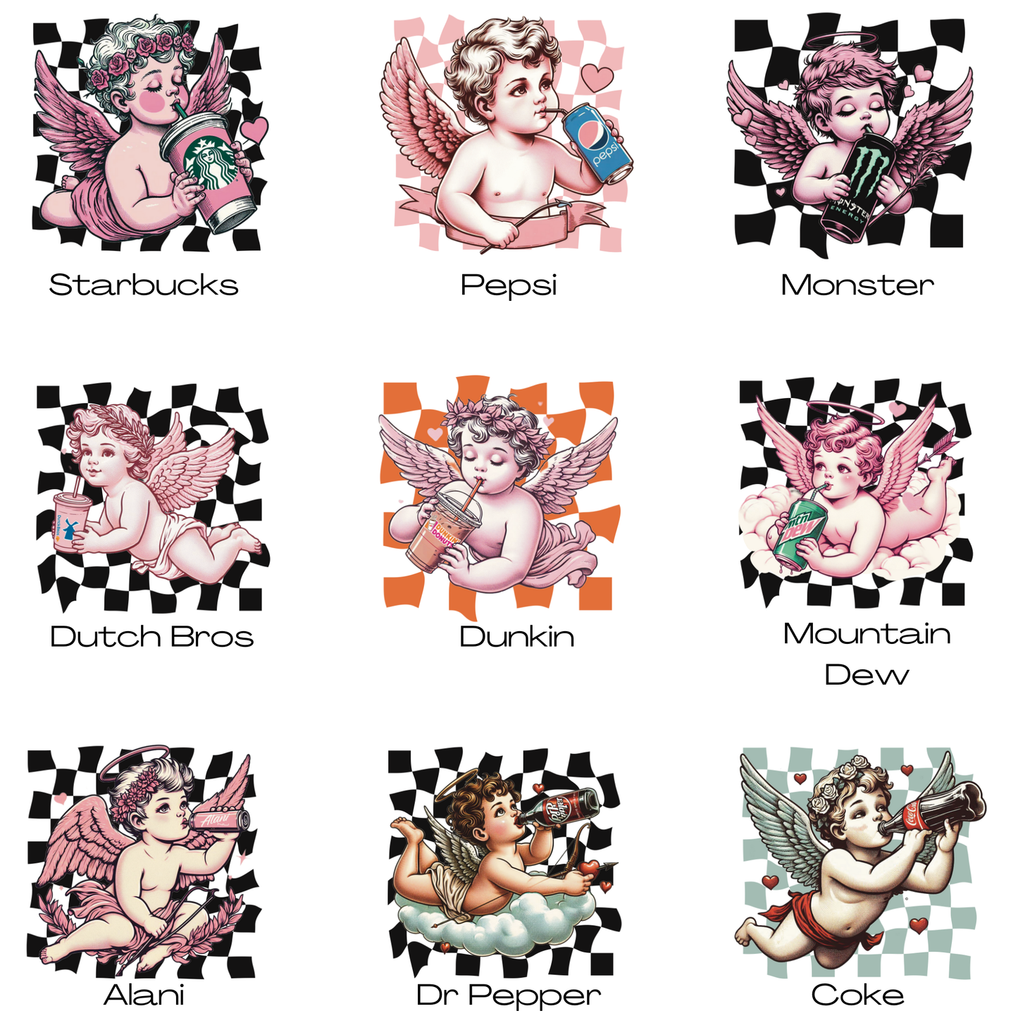 Cupid w/ Drink (MULTI DRINK OPTIONS) Full Color DTF Transfer