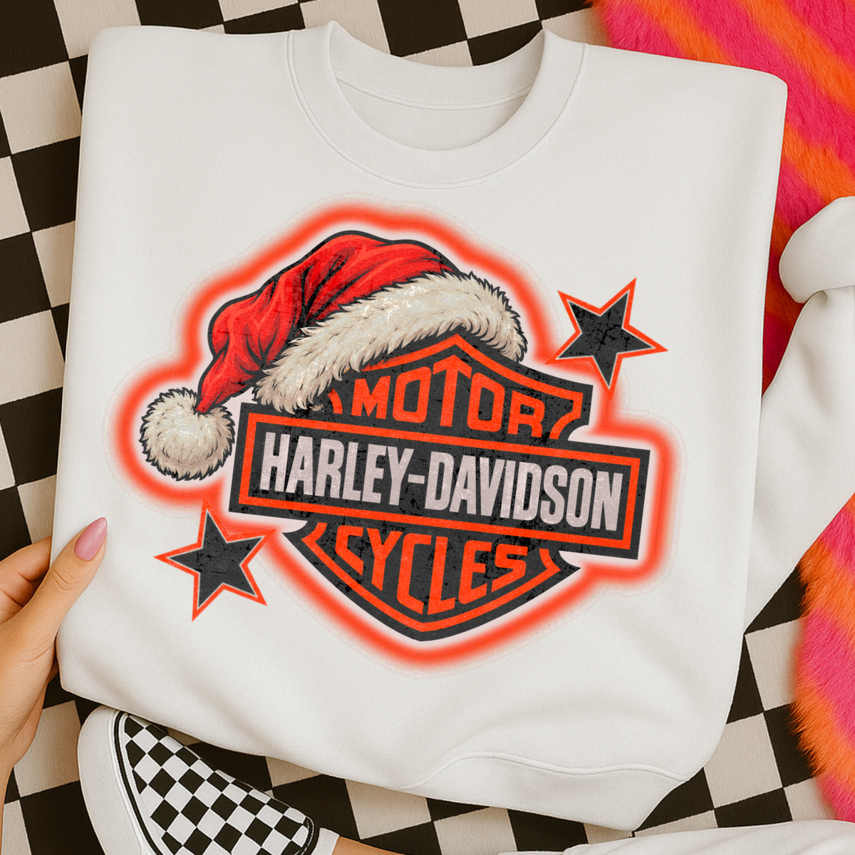 Harley - Davidson Airbrush (Santa Hat) Full Color DTF Transfer