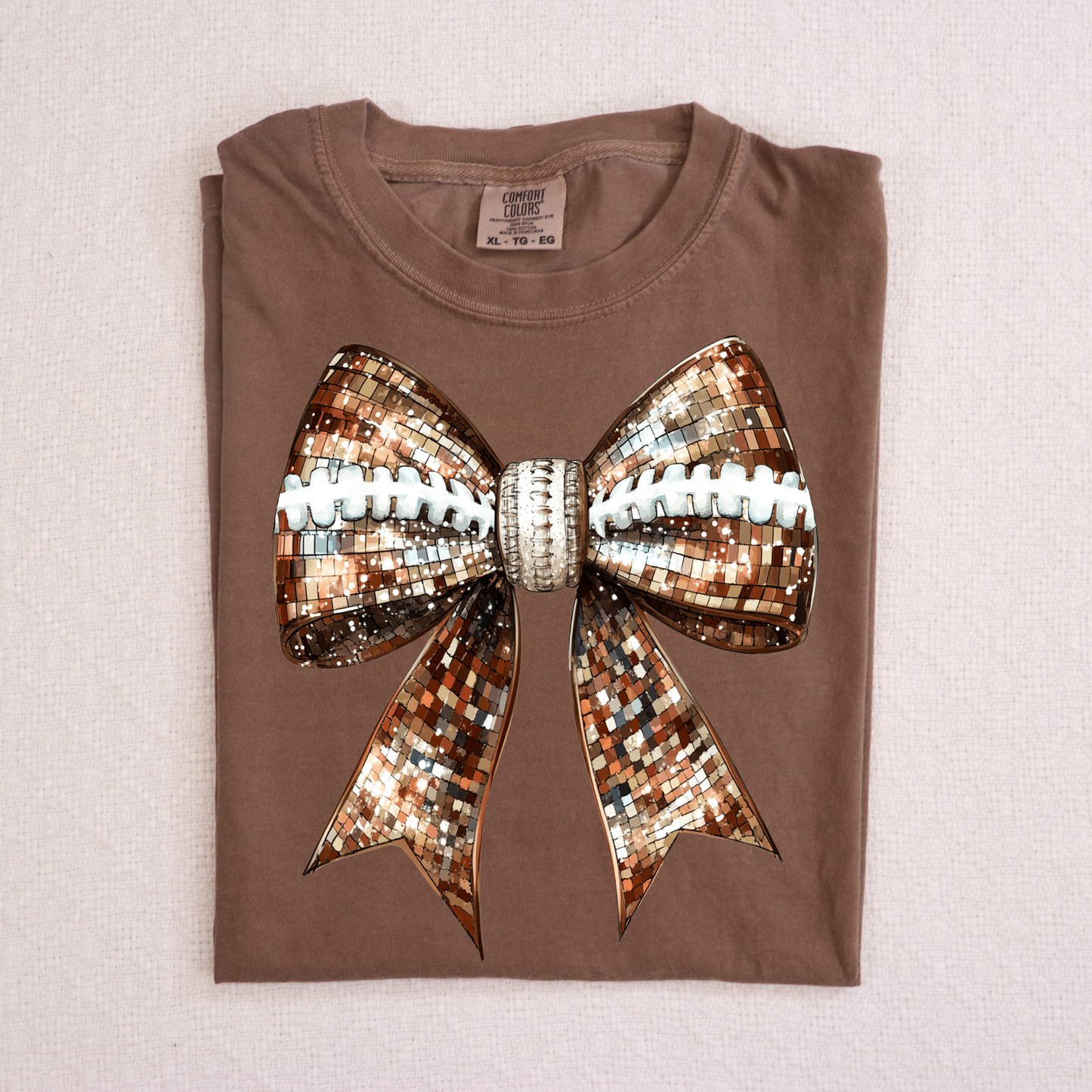 Faux Sequin Football Bow Full Color DTF Transfer