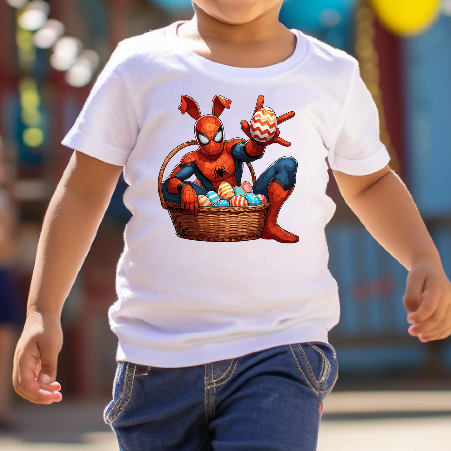 Spiderman Bunny w/ Easter Basket Full Color DTF Transfer