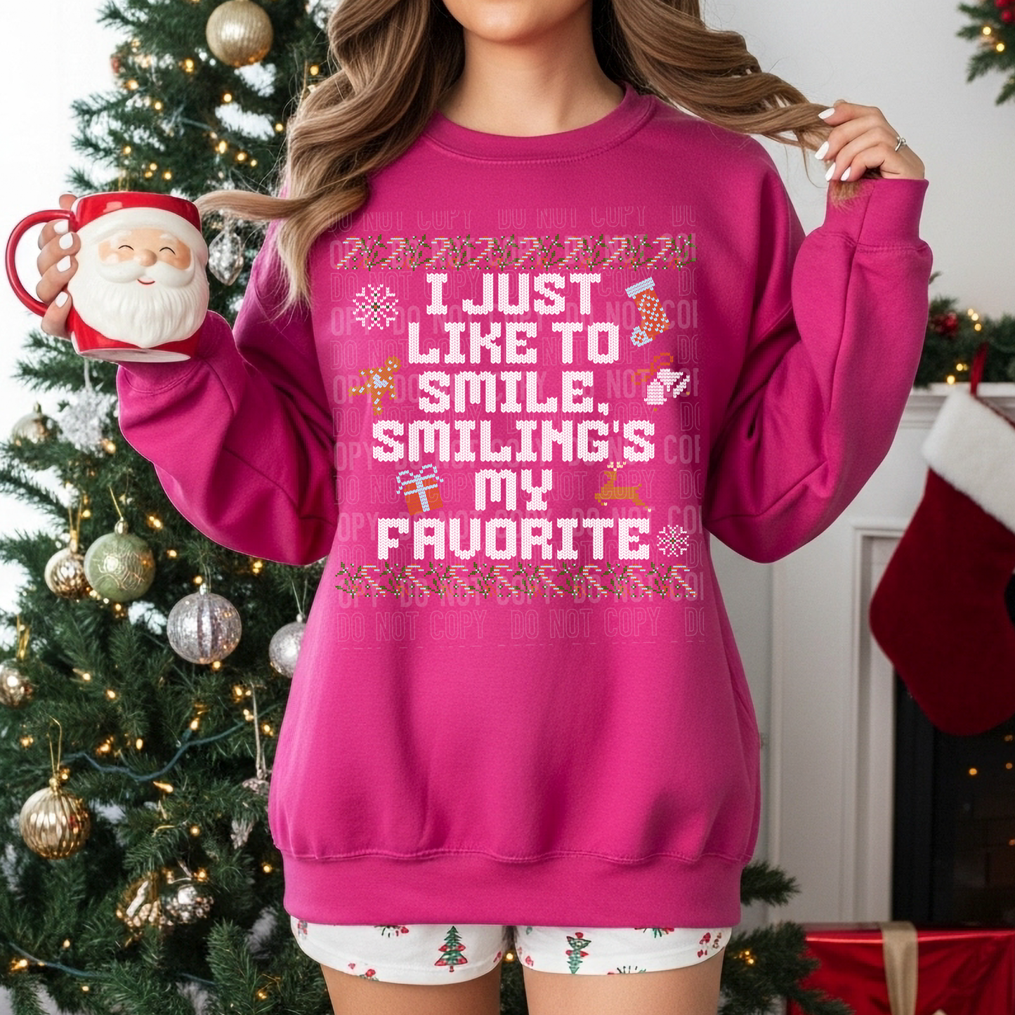 I Just Like Smiling Smiling's My Favorite (Sweater Design) Full Color DTF Transfer