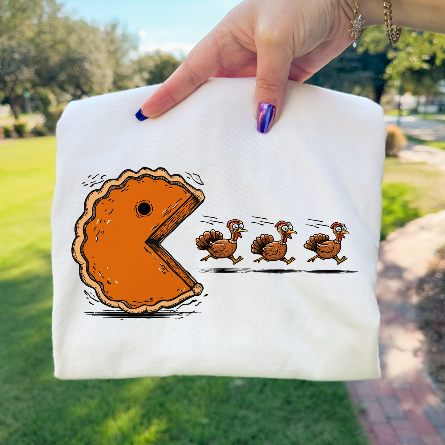 Pumpkin Pie Turkey Pacman Full Color DTF Transfer