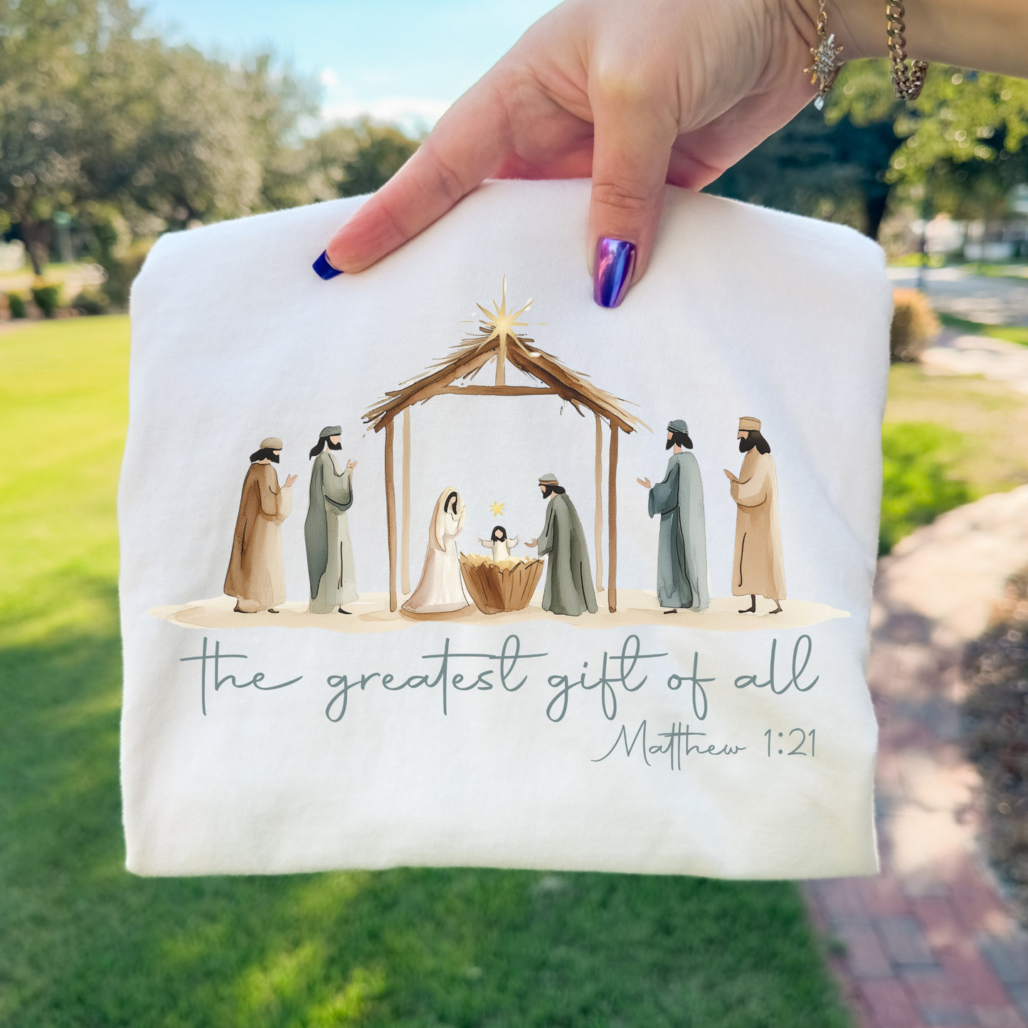 The Greatest Gift of All Matthew 1:21 Full Color DTF Transfer