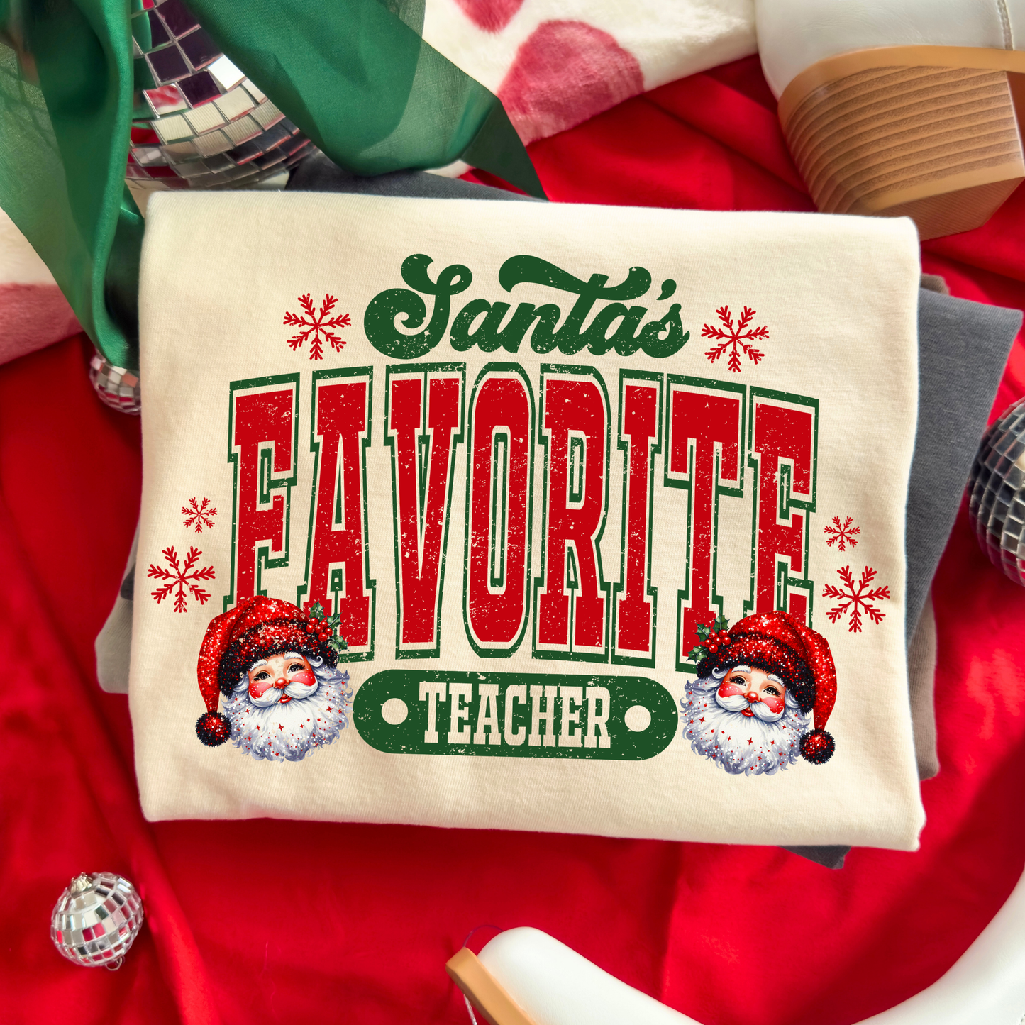 Santa's Favorite Teacher Full Color DTF Transfer