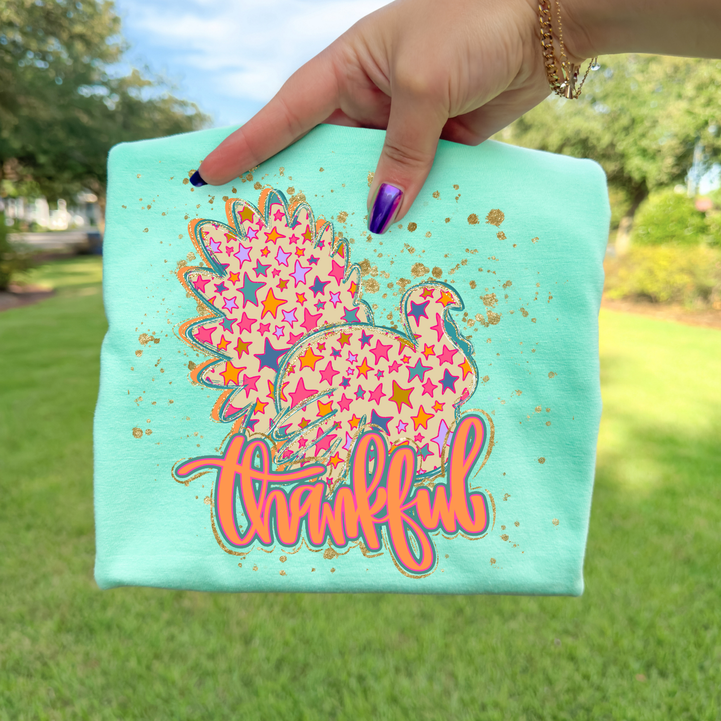 Splatter Thankful Turkey Full Color DTF Transfer