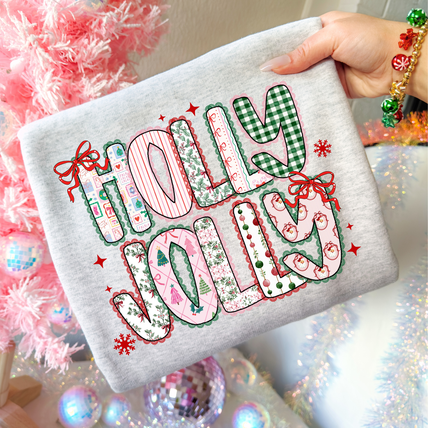 Holly Jolly Multi Pattern Full Color DTF Transfer