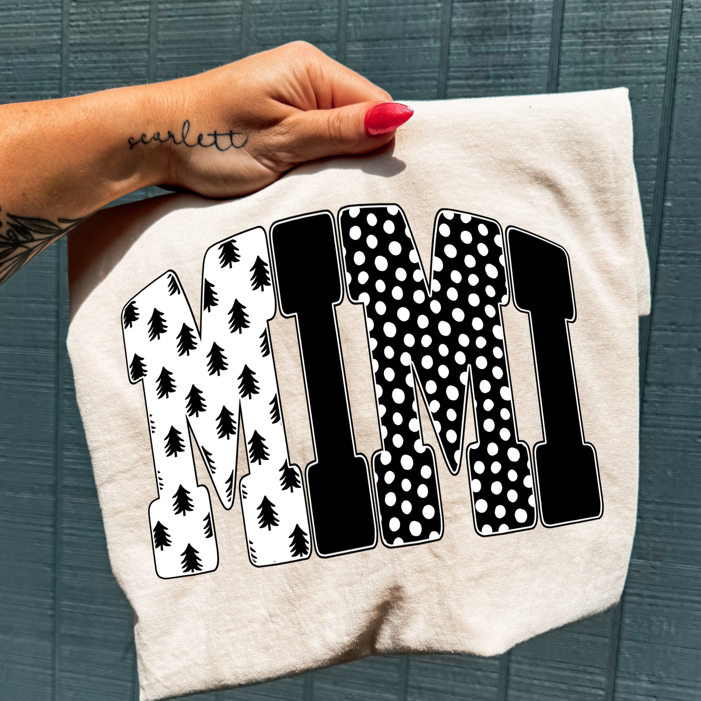 Mimi (Black & White Trees/Theme) Full Color DTF Transfer