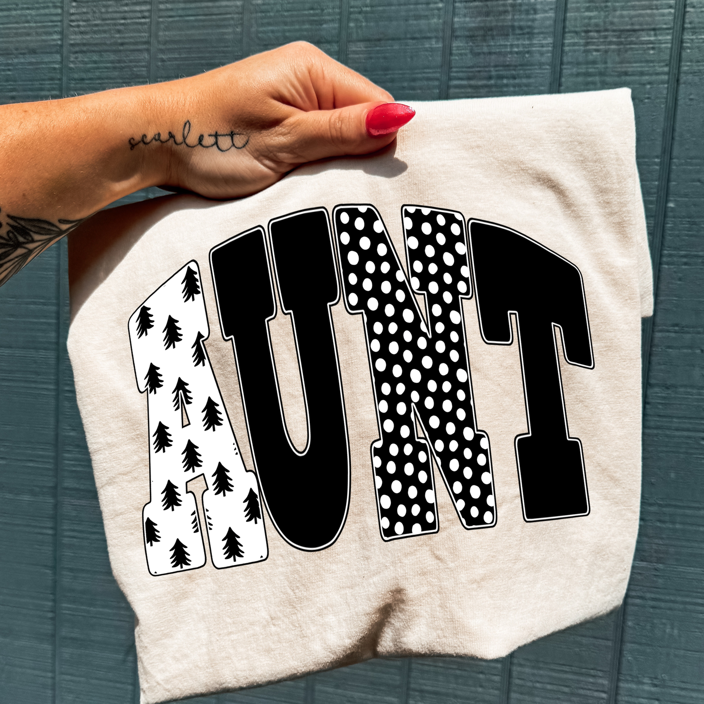 Aunt (Black & White Trees/Theme) Full Color DTF Transfer