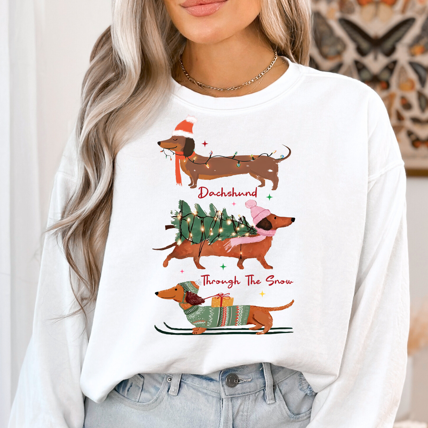 Dachshund Through The Snow Full Color DTF Transfer