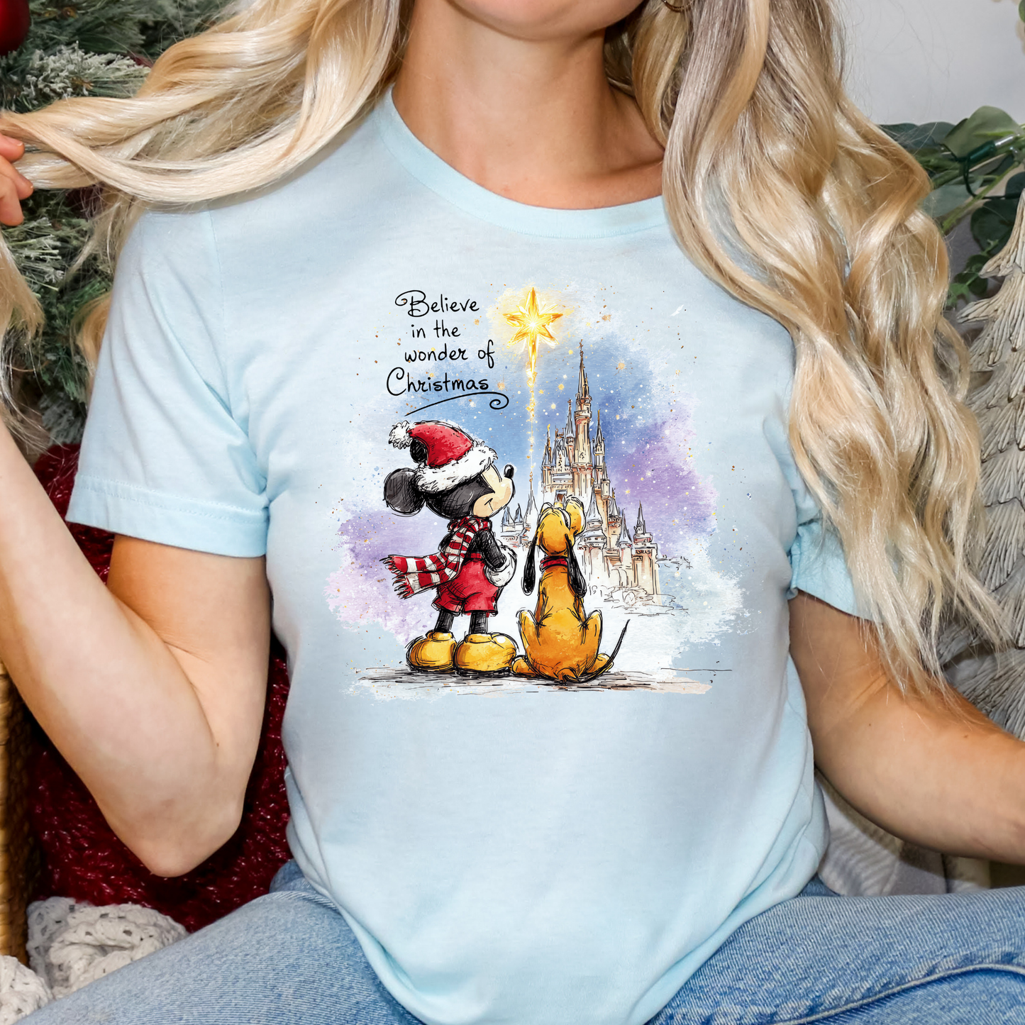Believe In The Wonder Of Christmas (Mickey and Pluto) Full Color DTF Transfer
