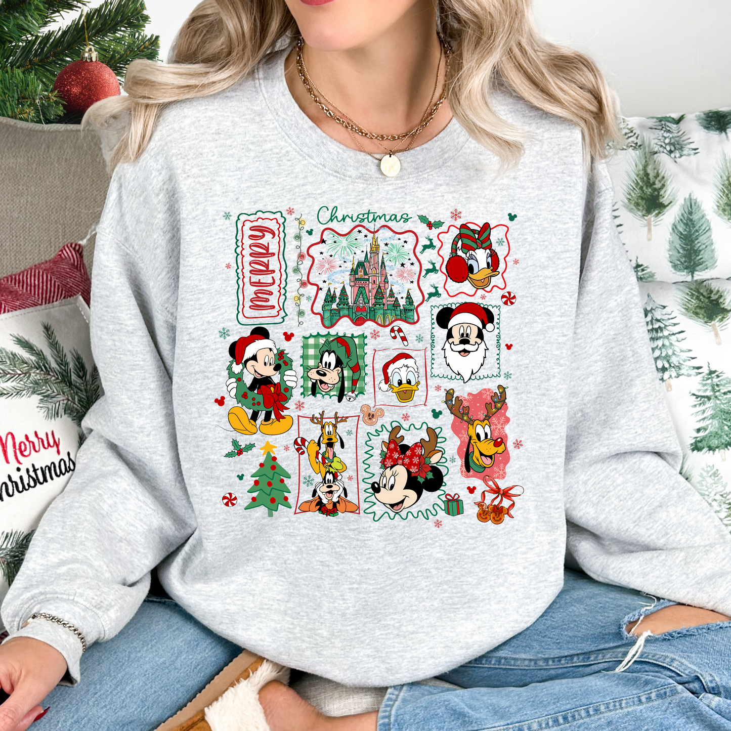 Merry Christmas (Mickey) Stamp/Collage Full Color DTF Transfer