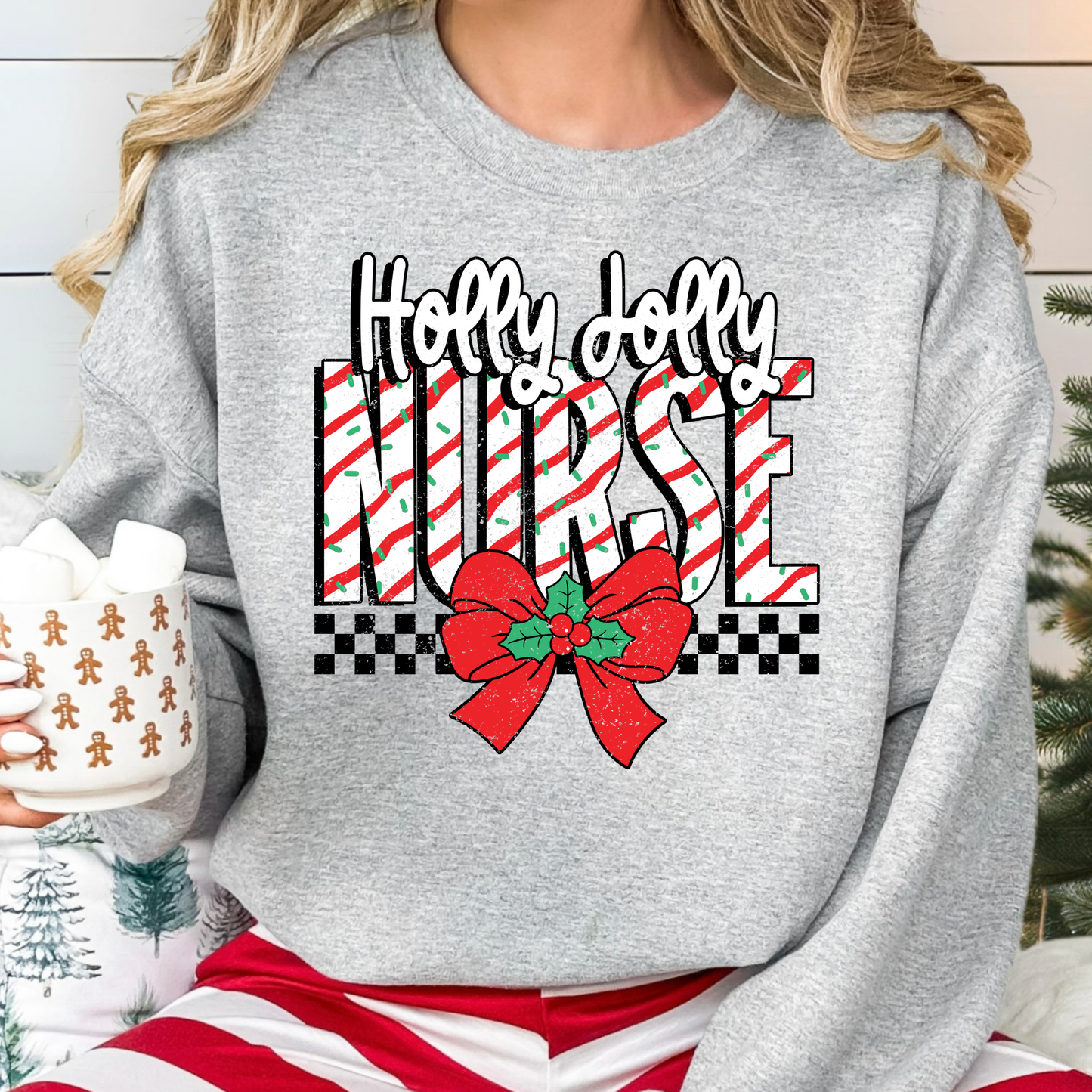 Holly Jolly Nurse Full Color DTF Transfer