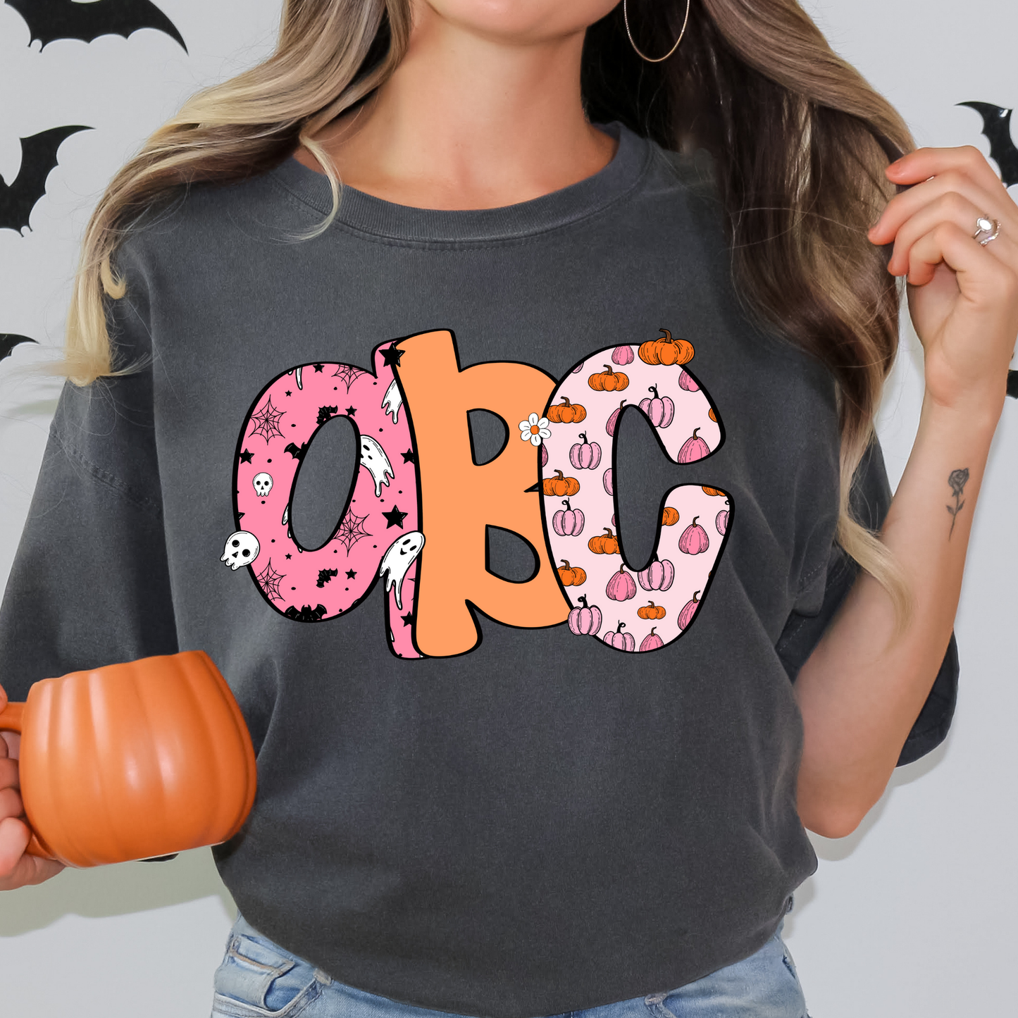 Halloween Pumpkin/Ghost Alpha Full Color DTF Transfer