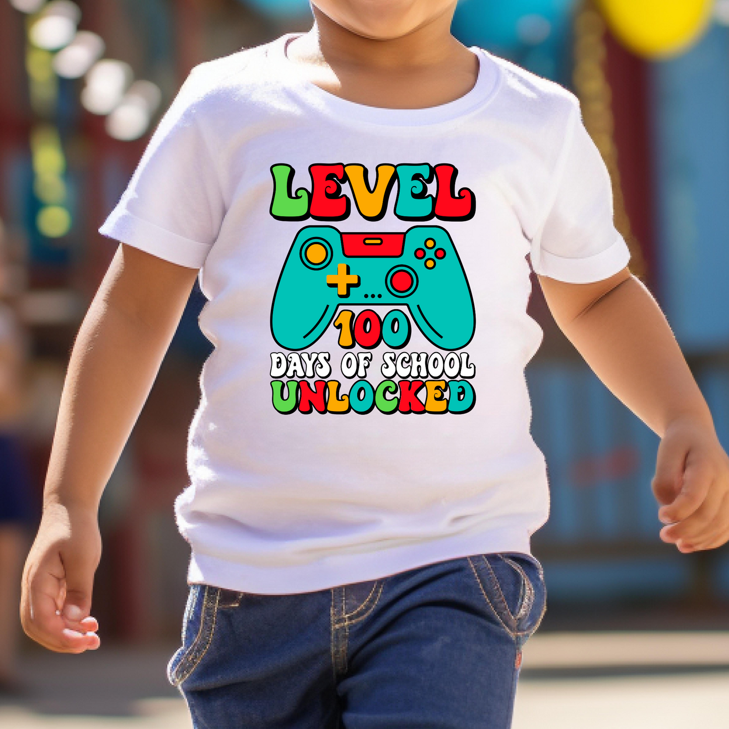 Level 100 Days Of School Unlocked Full Color DTF Transfer