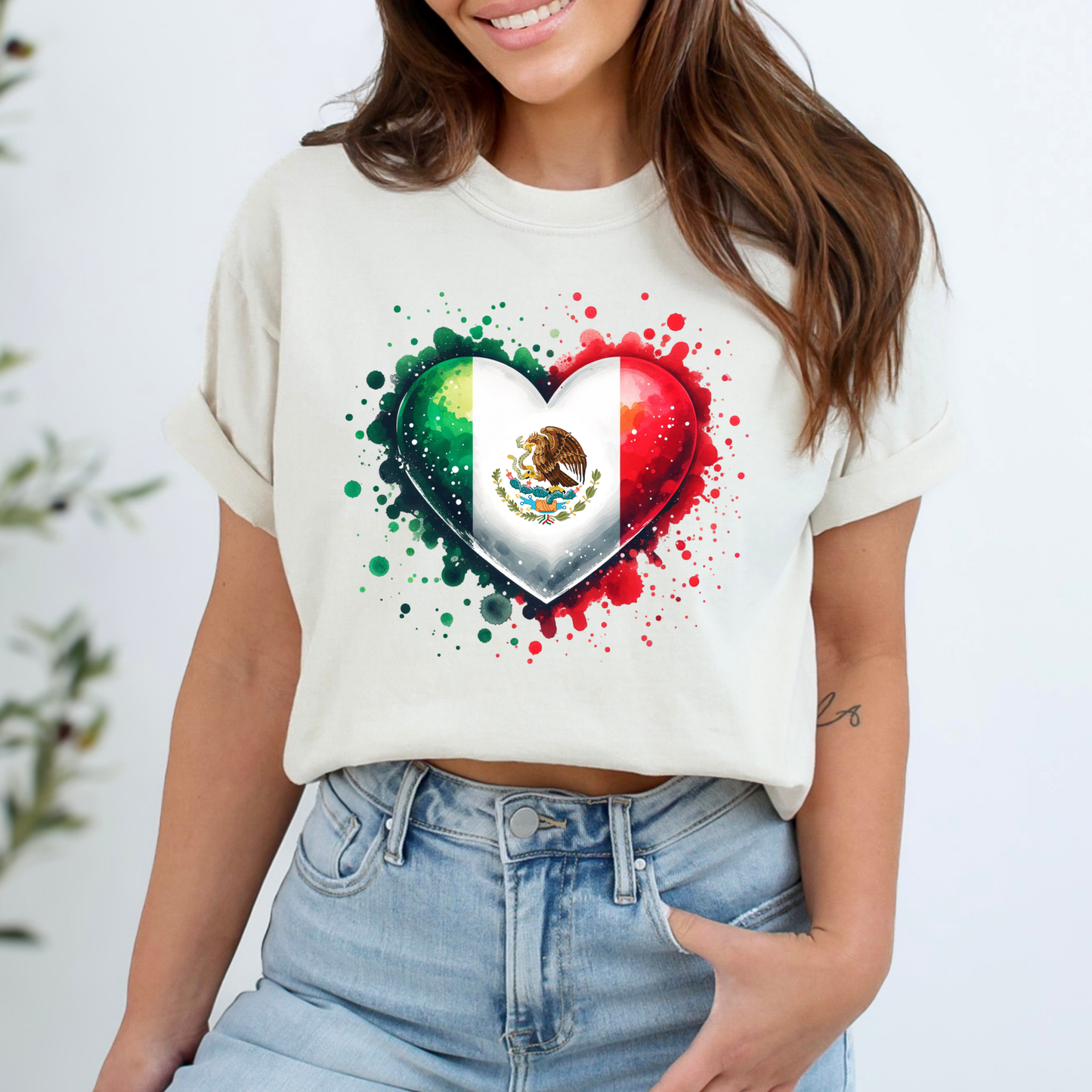 Mexico Flag Heart Full Color DTF Transfer