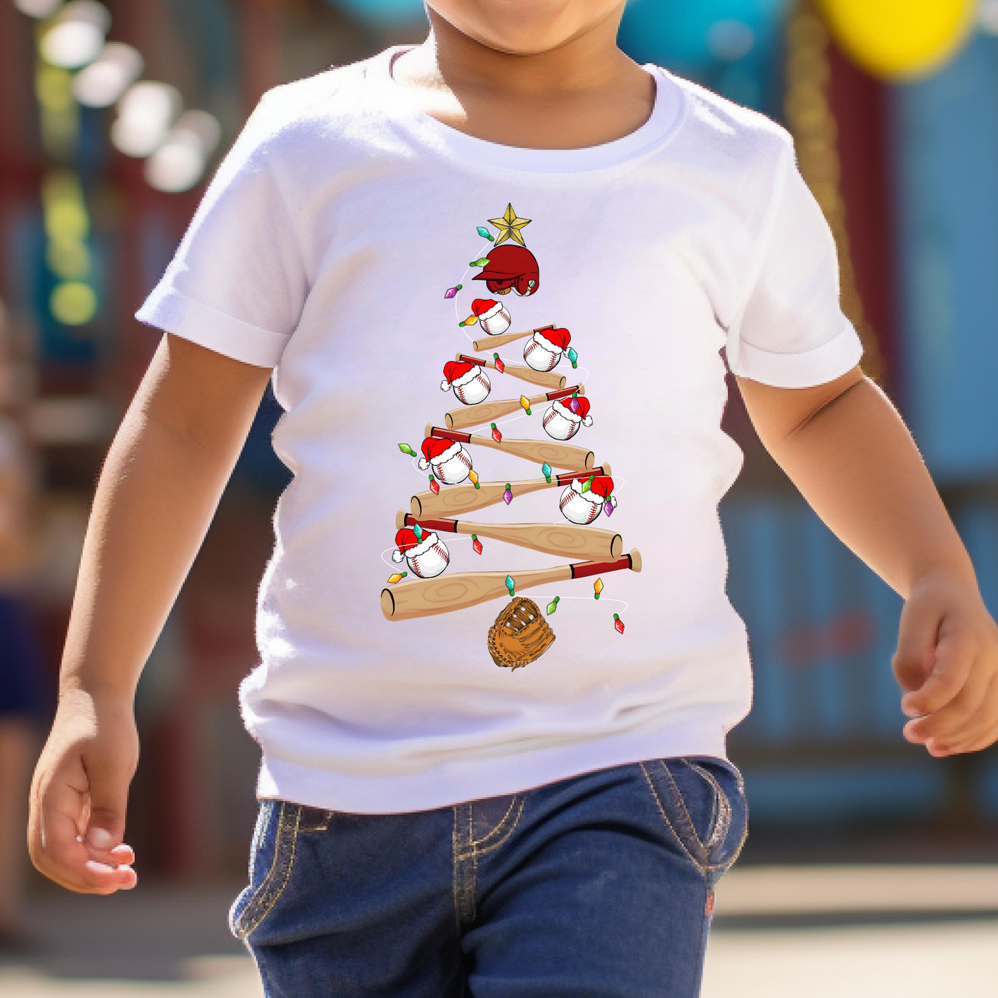 Baseball Christmas Tree Full Color DTF Transfer