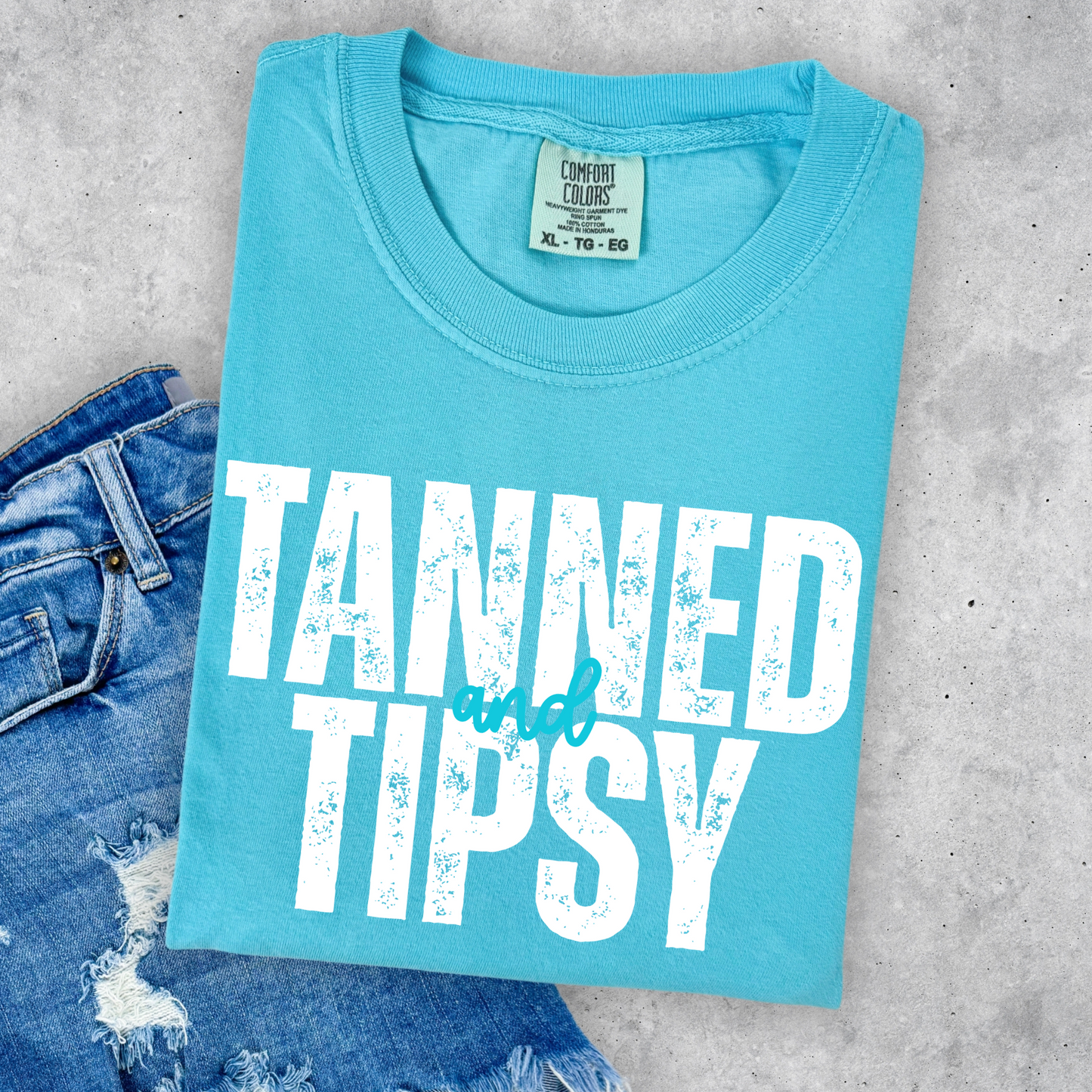 Tanned and Tipsy (Distressed) Full Color DTF Transfer