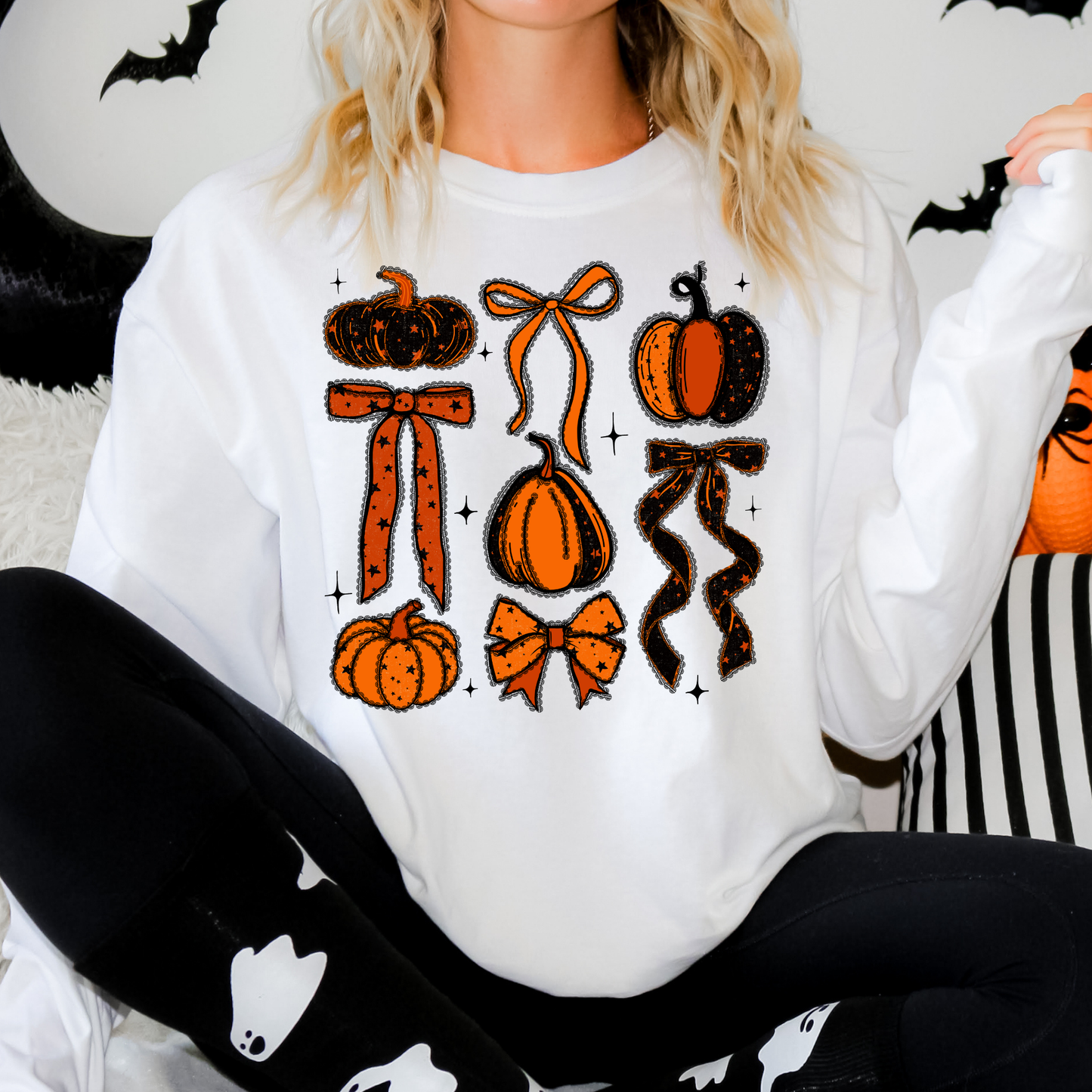 Lace Pumpkins/Bows Full Color DTF Transfer