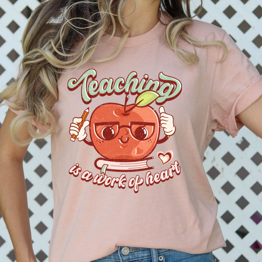 Teaching Is A Work of Heart (Apple) Full Color DTF Transfers