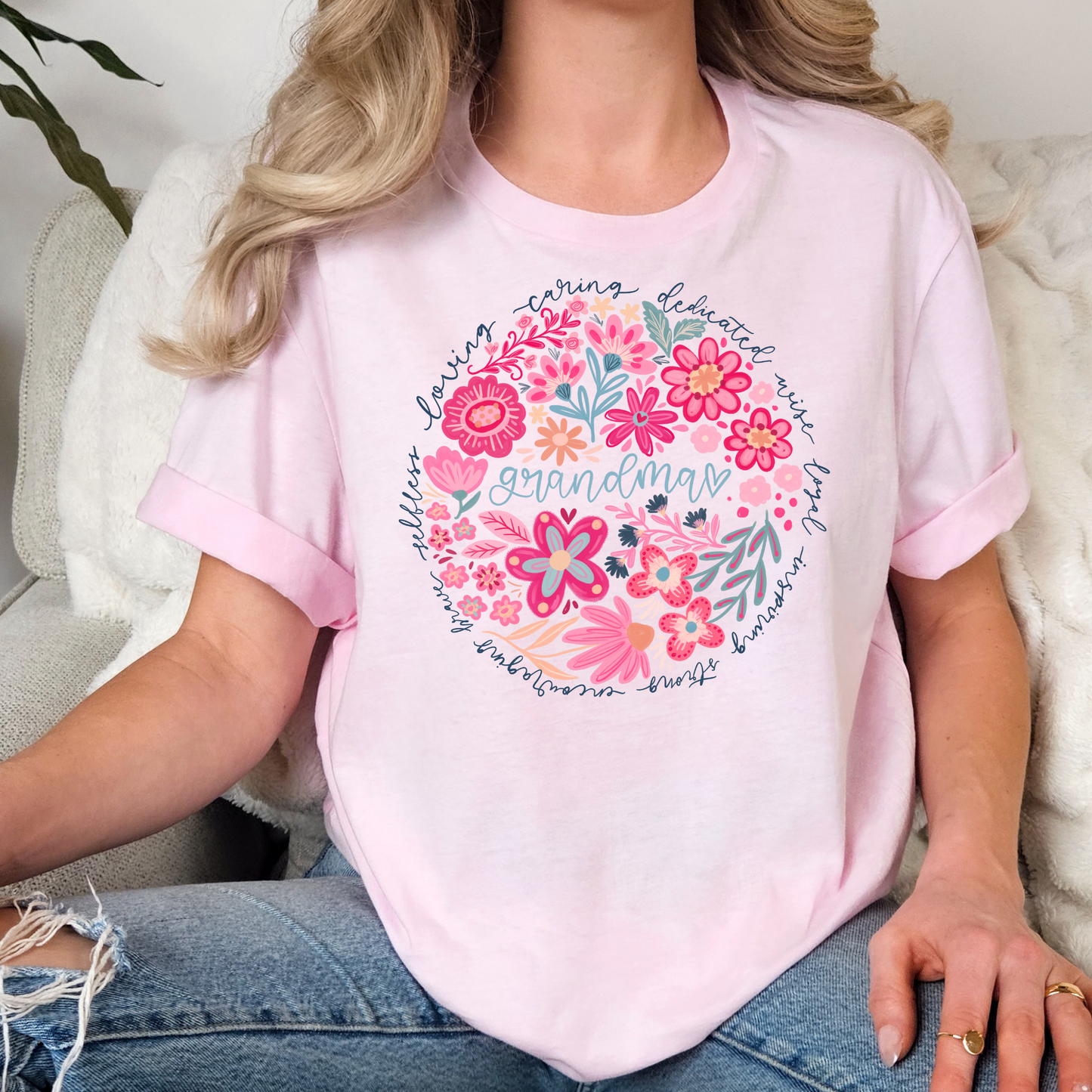 Floral Grandma (Circle) Full Color DTF Transfer