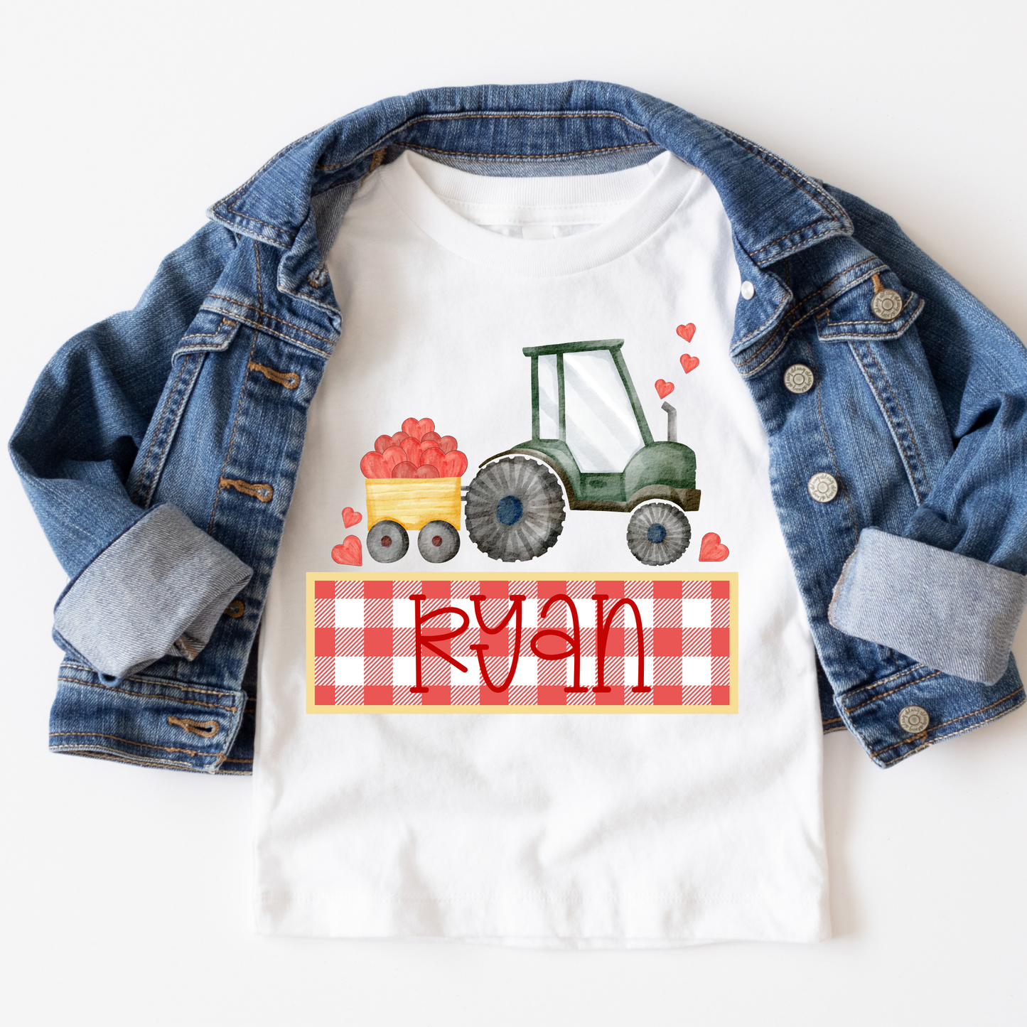 Personalized Valentine Tractor Full Color DTF Transfer