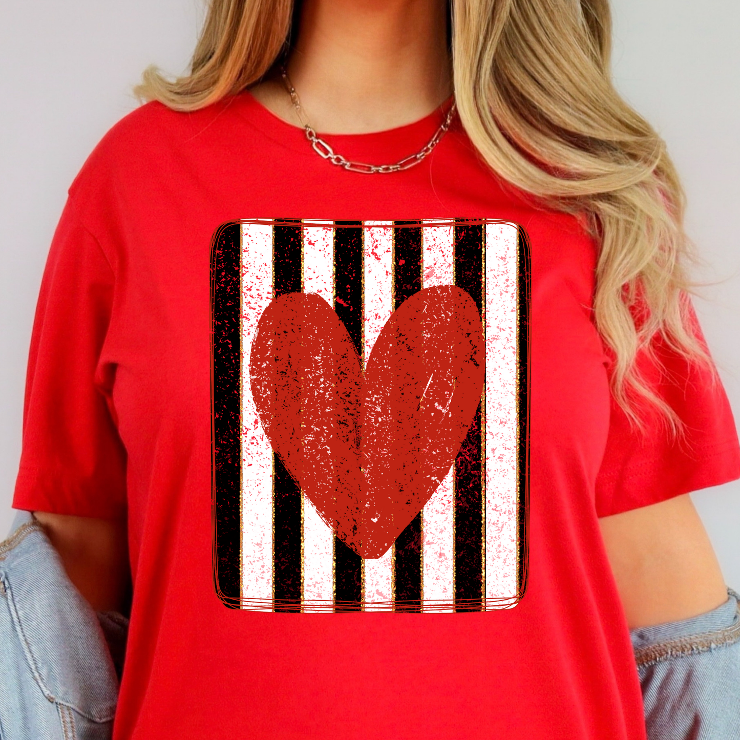 Heart w/Striped Background Full Color DTF Transfer
