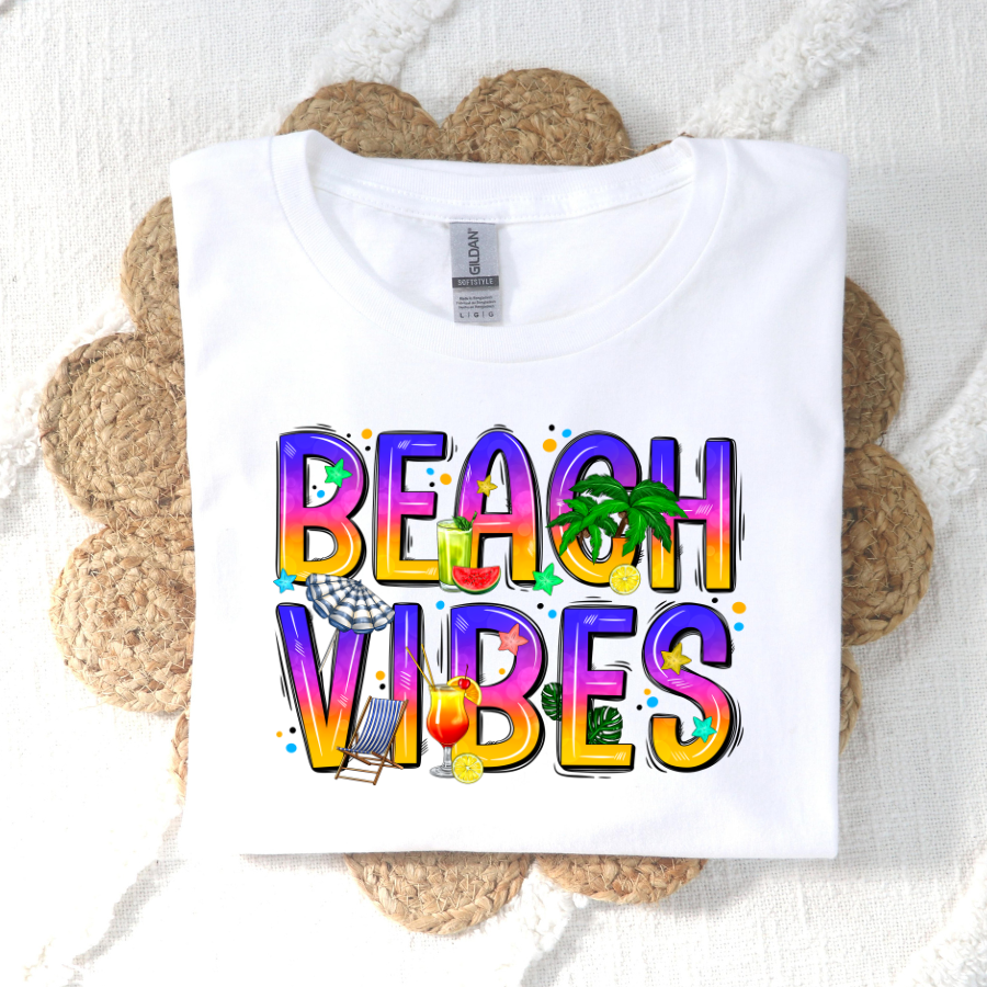 Beach Vibes (Multi Color) Full Color DTF Transfer