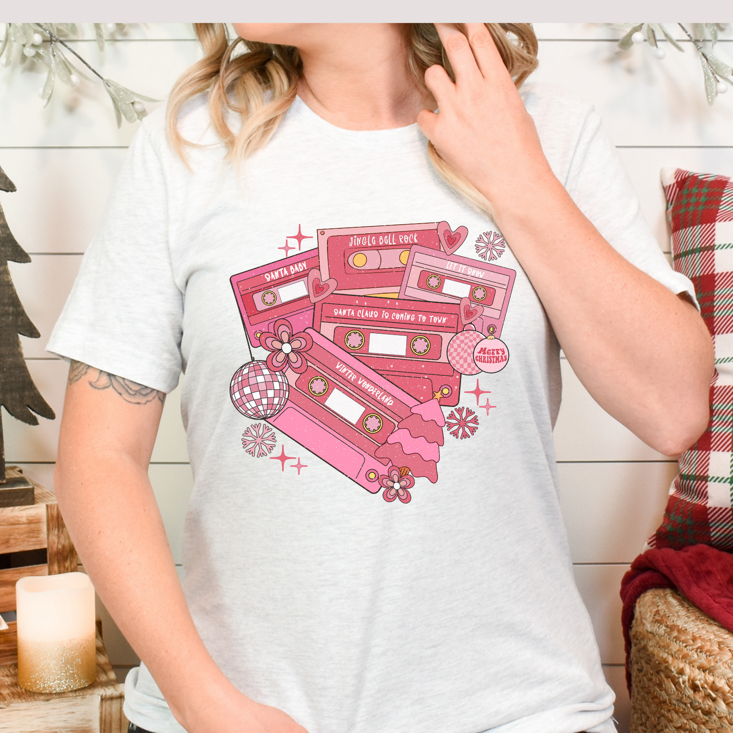 Christmas Songs Pink Cassette Full Color DTF Transfers