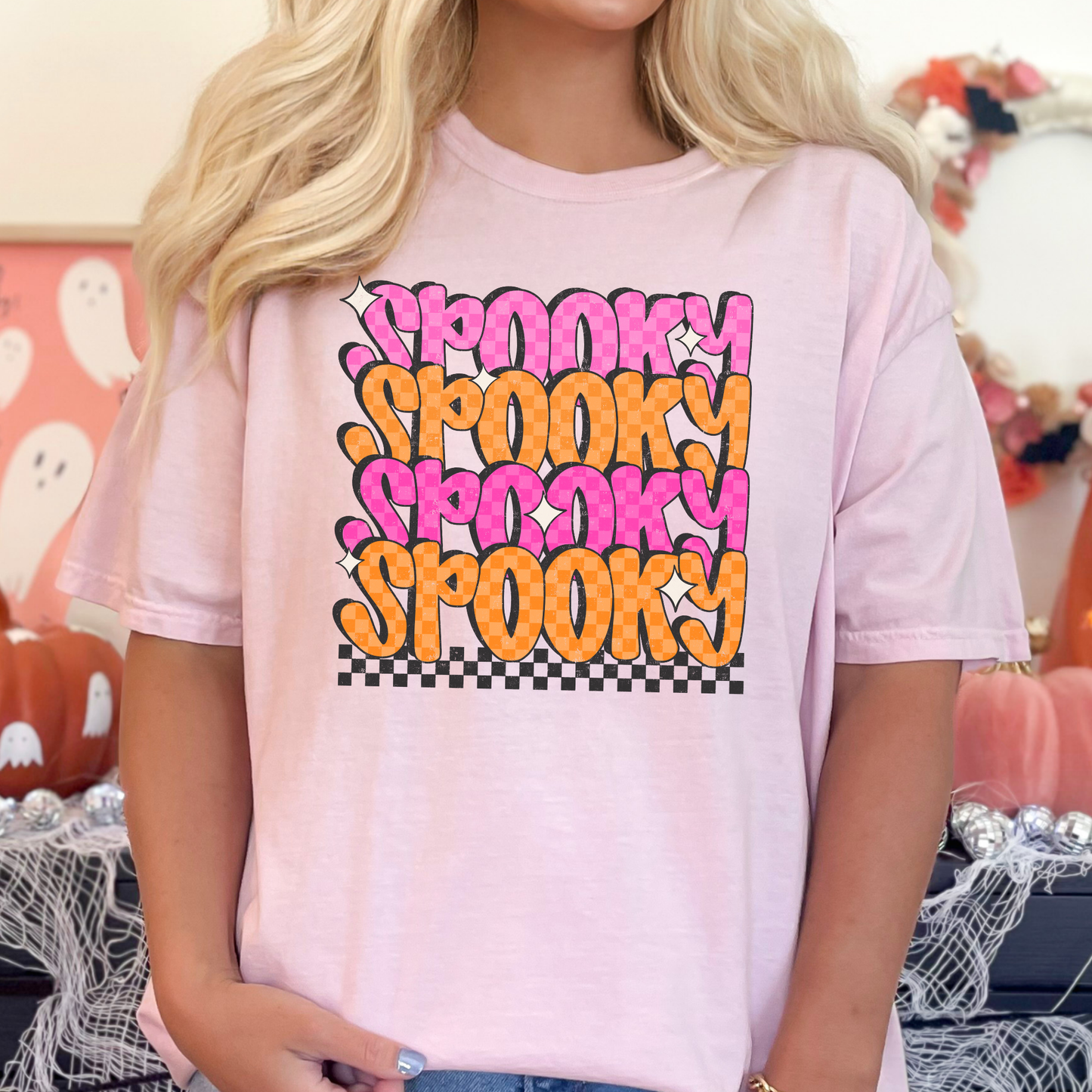 Spooky (Pink/Orange - Repeat) Full Color DTF Transfer