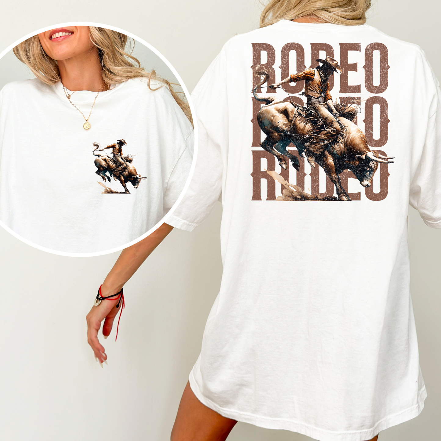 Rodeo Bucking Bull Rider Full Color DTF Transfer