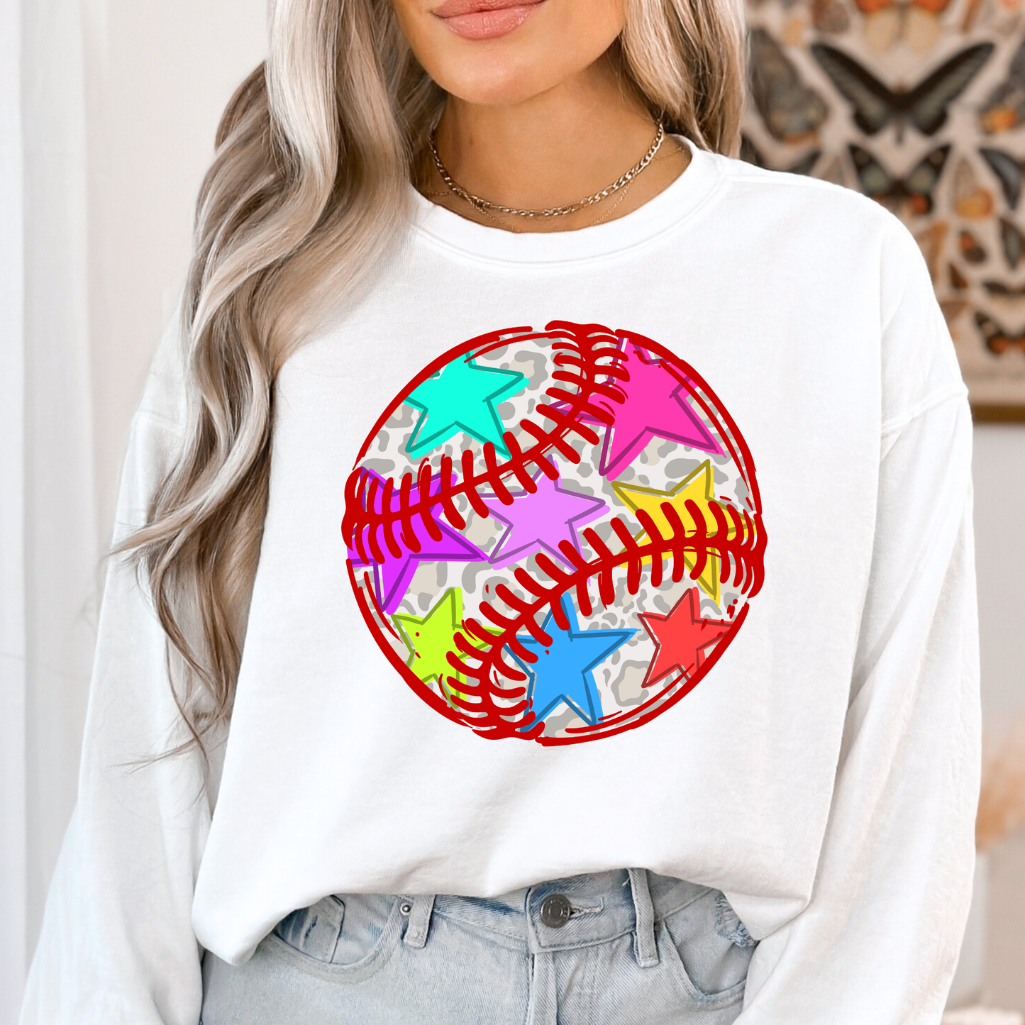 Leopard Baseball w/Stars Full Color DTF Transfer