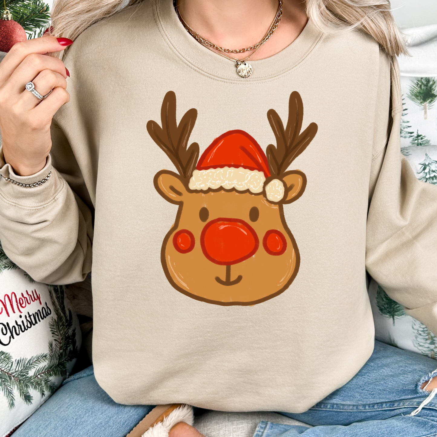 Reindeer Head Full Color DTF Transfer