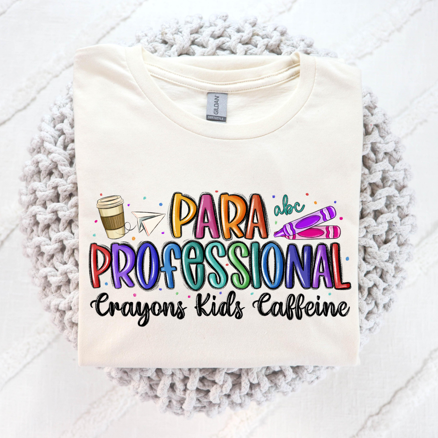 Para Professional (Crayons - Kids - Caffeine) Full Color DTF Transfer