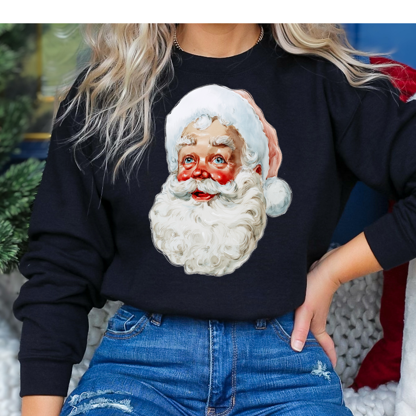 Blushed Santa Face Full Color DTF Transfer