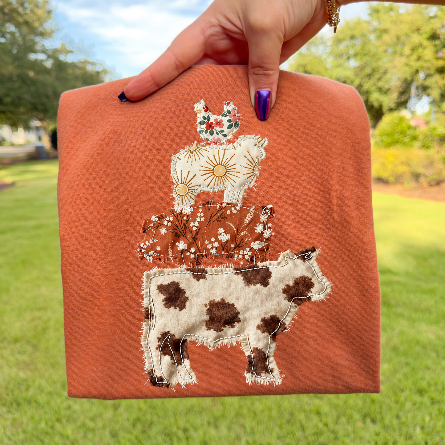 Patchwork Farm Animals Full Color DTF Transfer