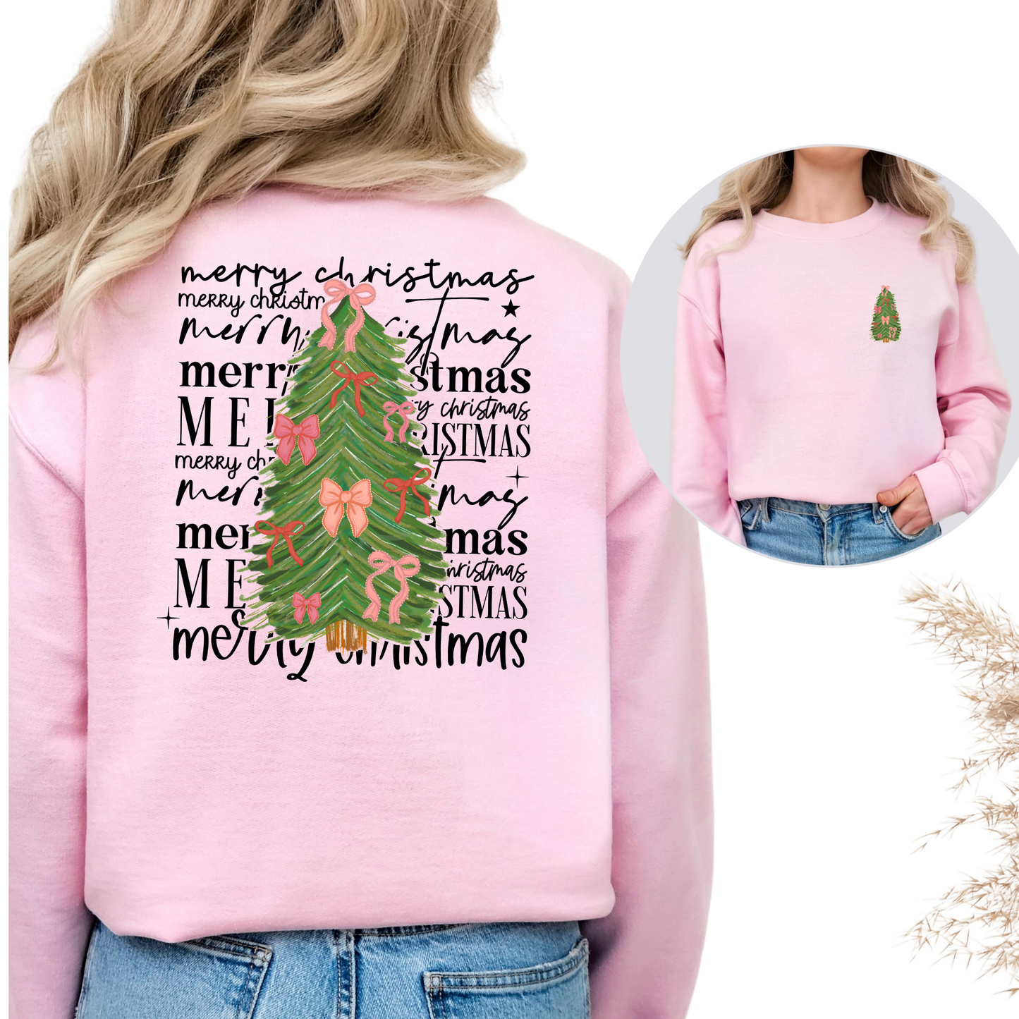 Merry Christmas w/Tree Full Color DTF Transfer