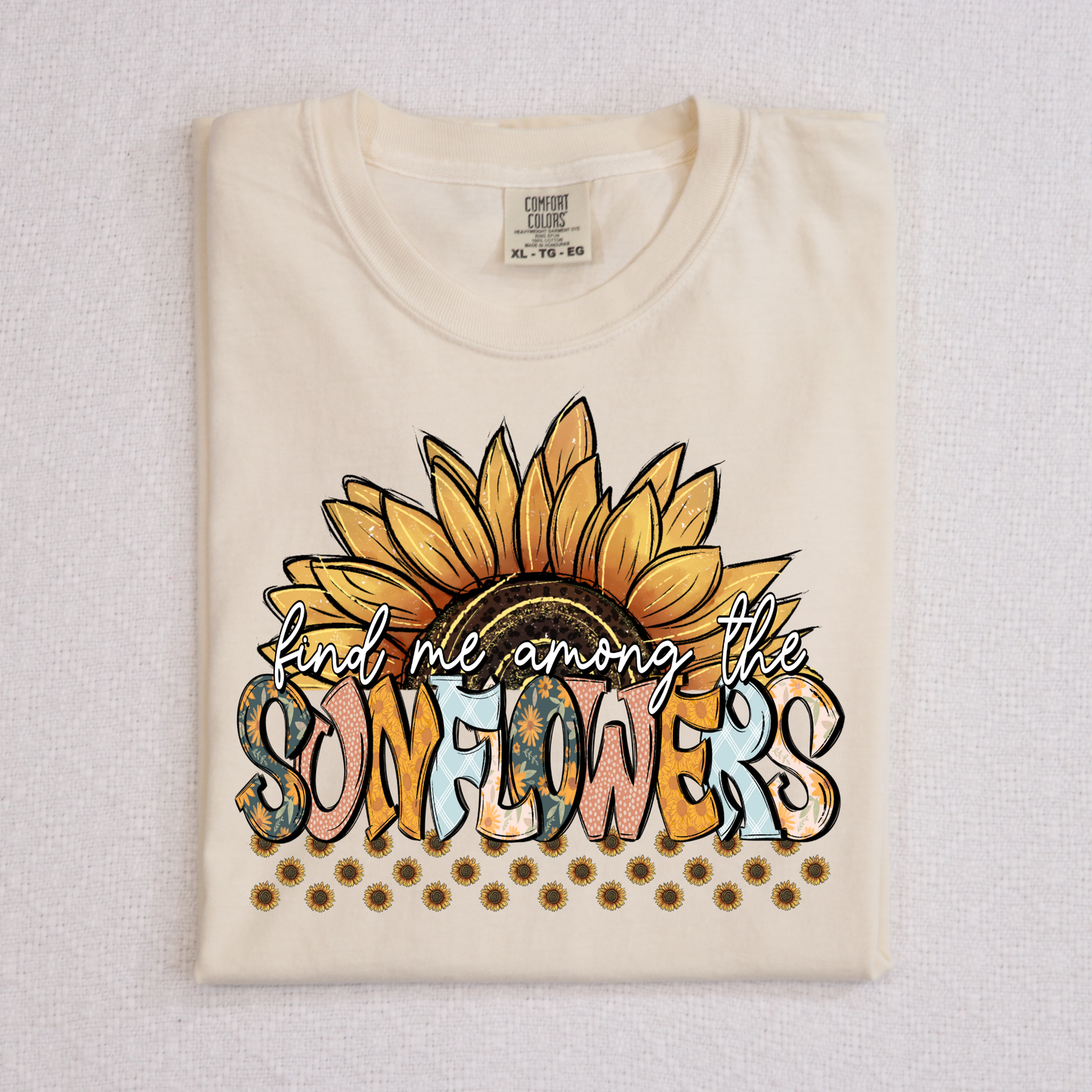 Find Me Among The Sunflowers Full Color DTF Transfer